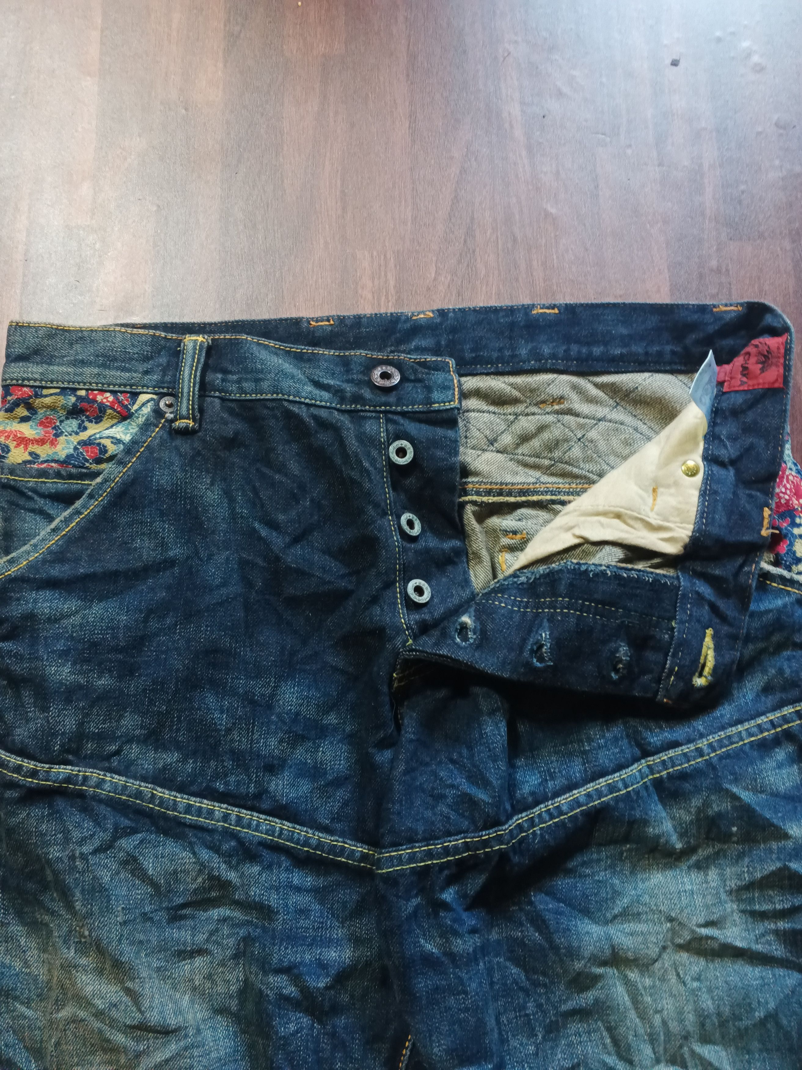 If Six Was Nine × Japanese Brand Rare Vintage Chaka Japan Motif patchwork denim kapital Pants Size US 34 / EU 50 - 3 Thumbnail