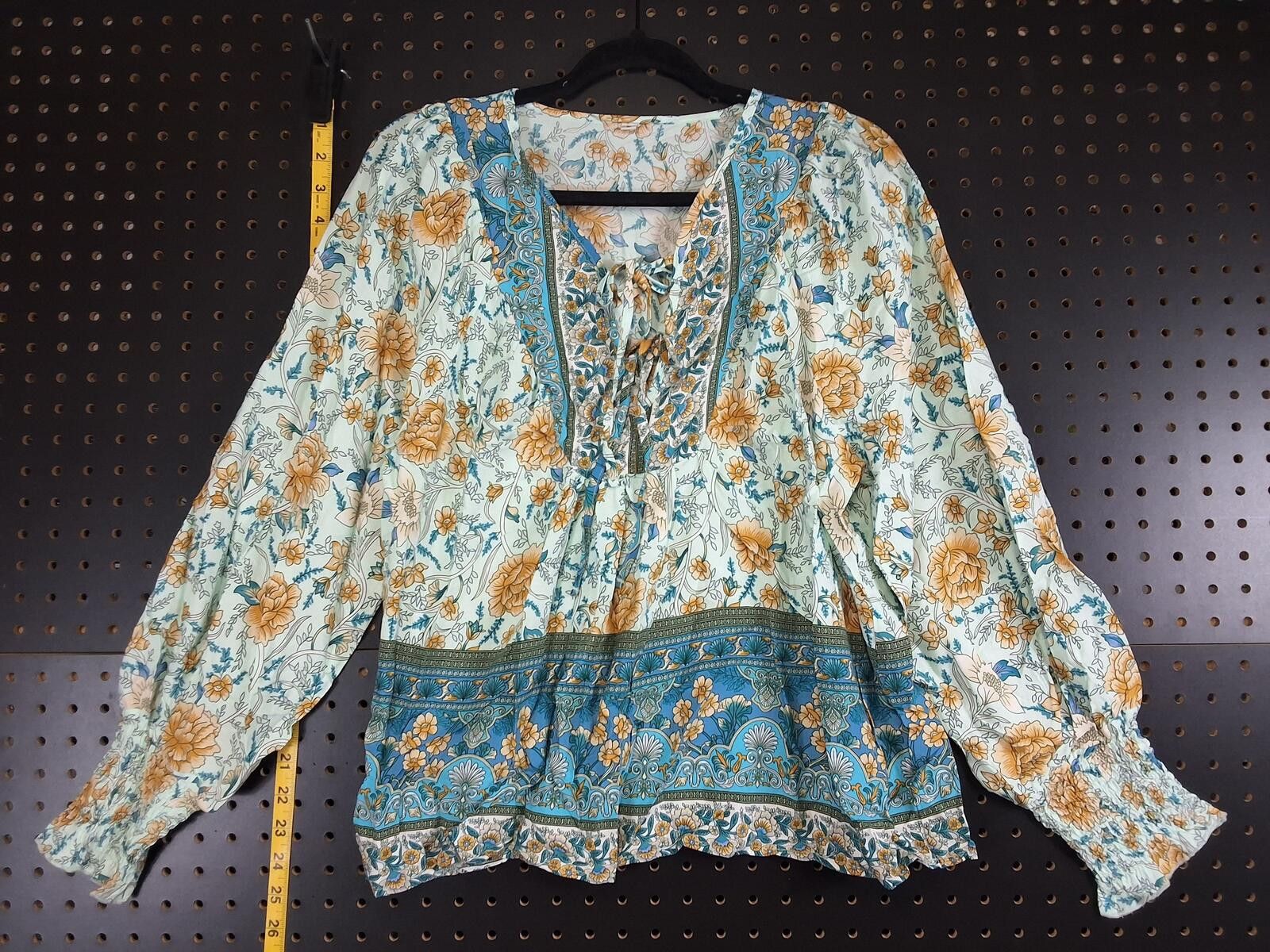 Other ShirtAnna-Kaci Boho Floral Peasant Blouse Mint Teal Medium Size M / US 6-8 / IT 42-44 - 1 Thumbnail