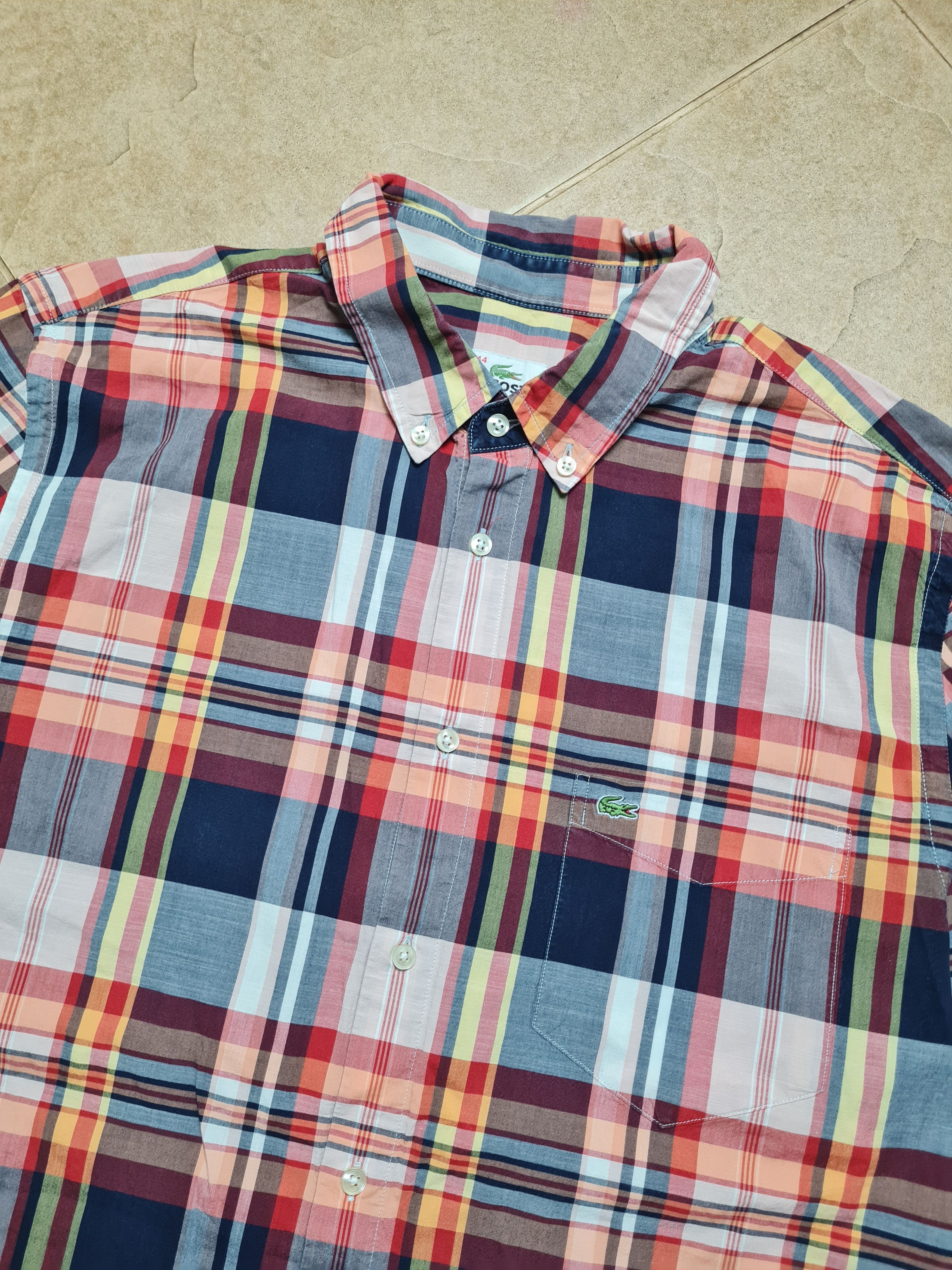 Lacoste Lacoste Regular Fit Herren Hemd Langarm Rot Blau Kariert Size US L / EU 52-54 / 3 - 15 Thumbnail