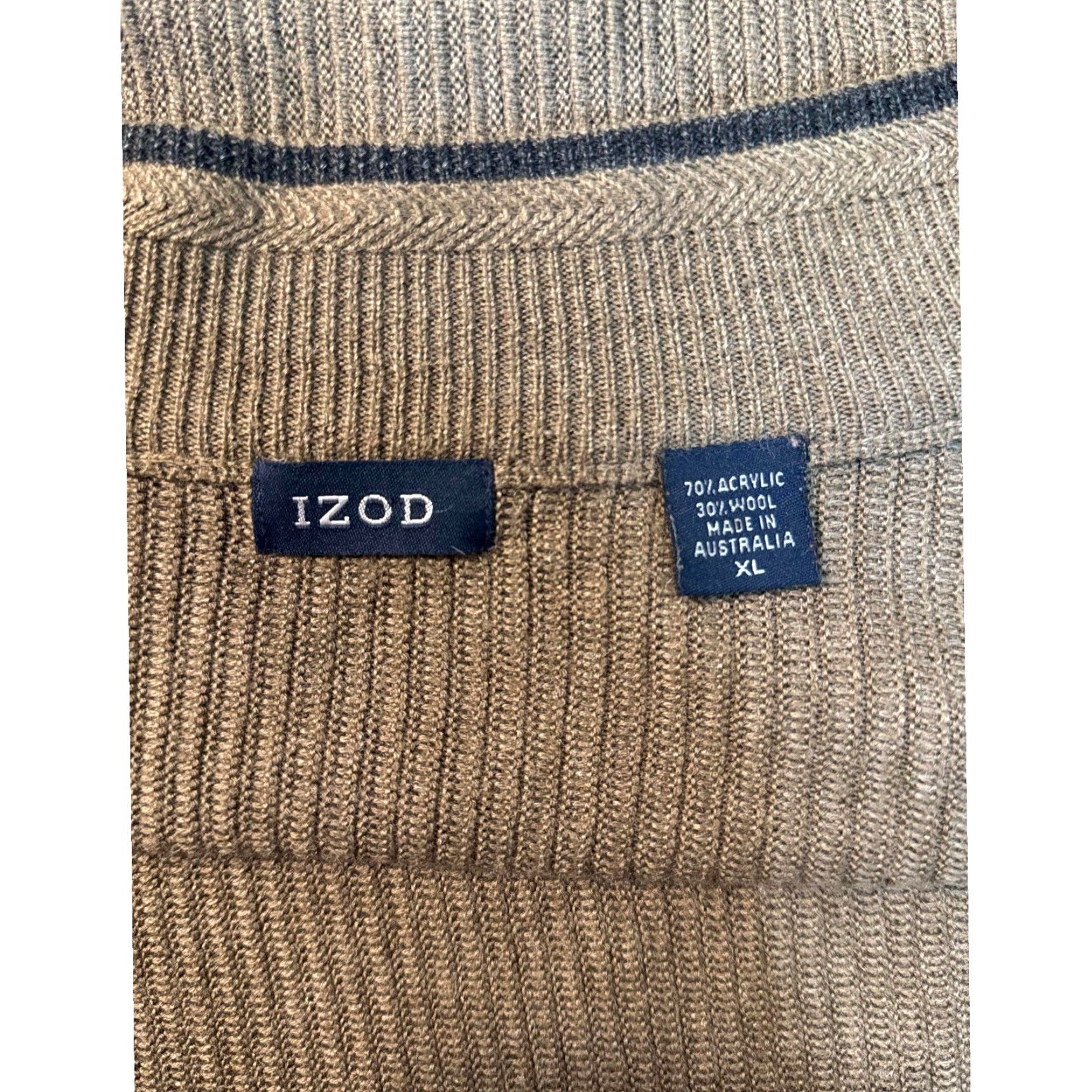 Izod IZOD Sweater Full Zip Mens XL Brown Wool Blend Mock Neck Australia Knit Pullover Casual Winter Fall Spring Size US XL / EU 56 / 4 - 3 Thumbnail