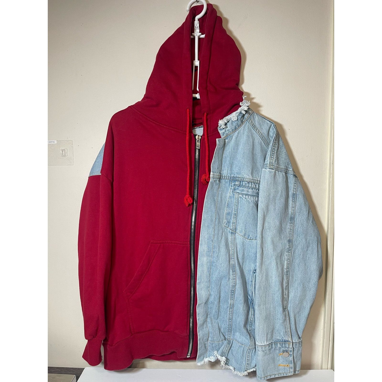 Other DCFJ Jacket Hooded Fleece/Denim Jean Jacket Mens - Size M Size M / US 6-8 / IT 42-44 - 3 Thumbnail