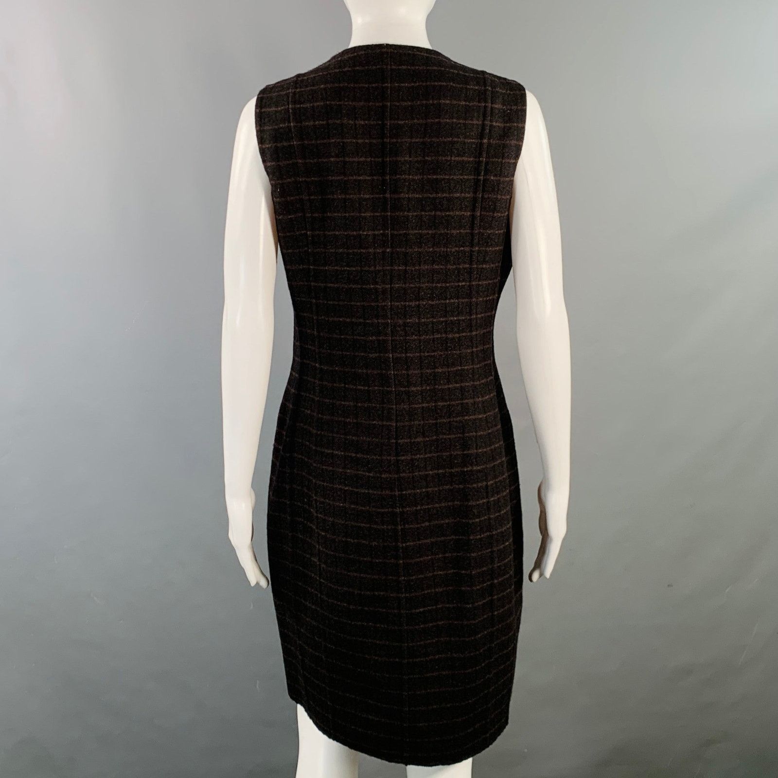 Akris AKRIS Brown Mulberry Silk Plaid Reversible Zip Up Dress Size XL / US 12-14 / IT 48-50 - 5 Thumbnail