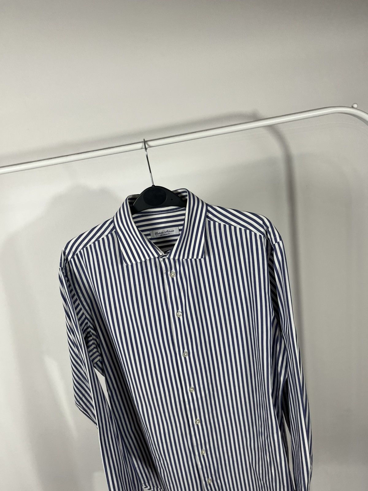 Other Santoria Milanese Blue White Striped Cotton Shirt 41 16 Size US L / EU 52-54 / 3 - 13 Thumbnail