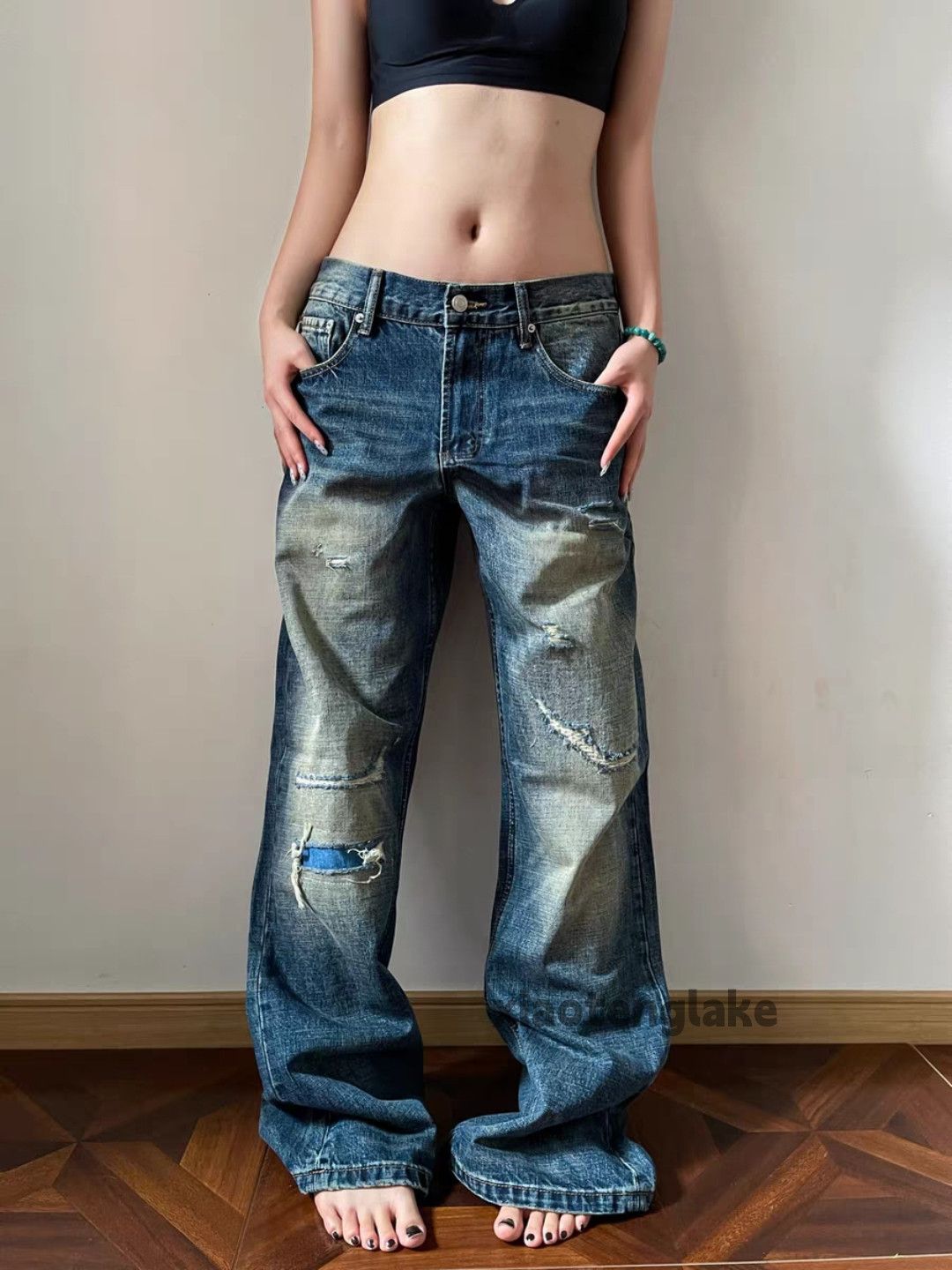 Vintage Custom washed faded loose baggy skate hiphop jeans Size US 28 / EU 44 - 6 Thumbnail