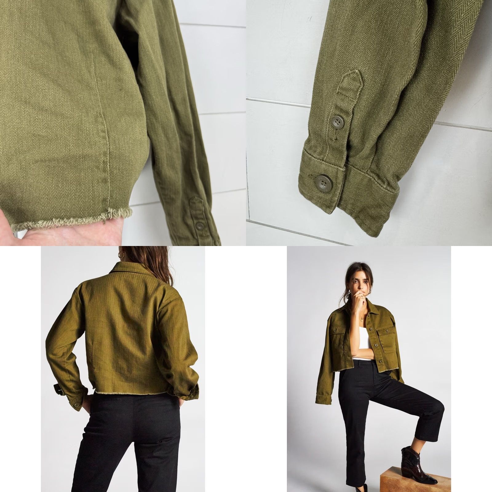 Brixton Brixton Jacket Denim Short L/S Cropped Olive Green Button Fridge? Size M / US 6-8 / IT 42-44 - 10 Thumbnail
