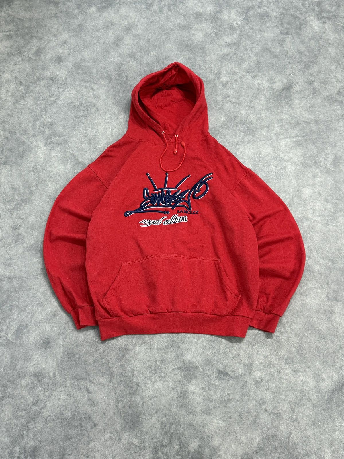 Jnco type boxy hoodie sancezz hip hop rap swag spellout logo