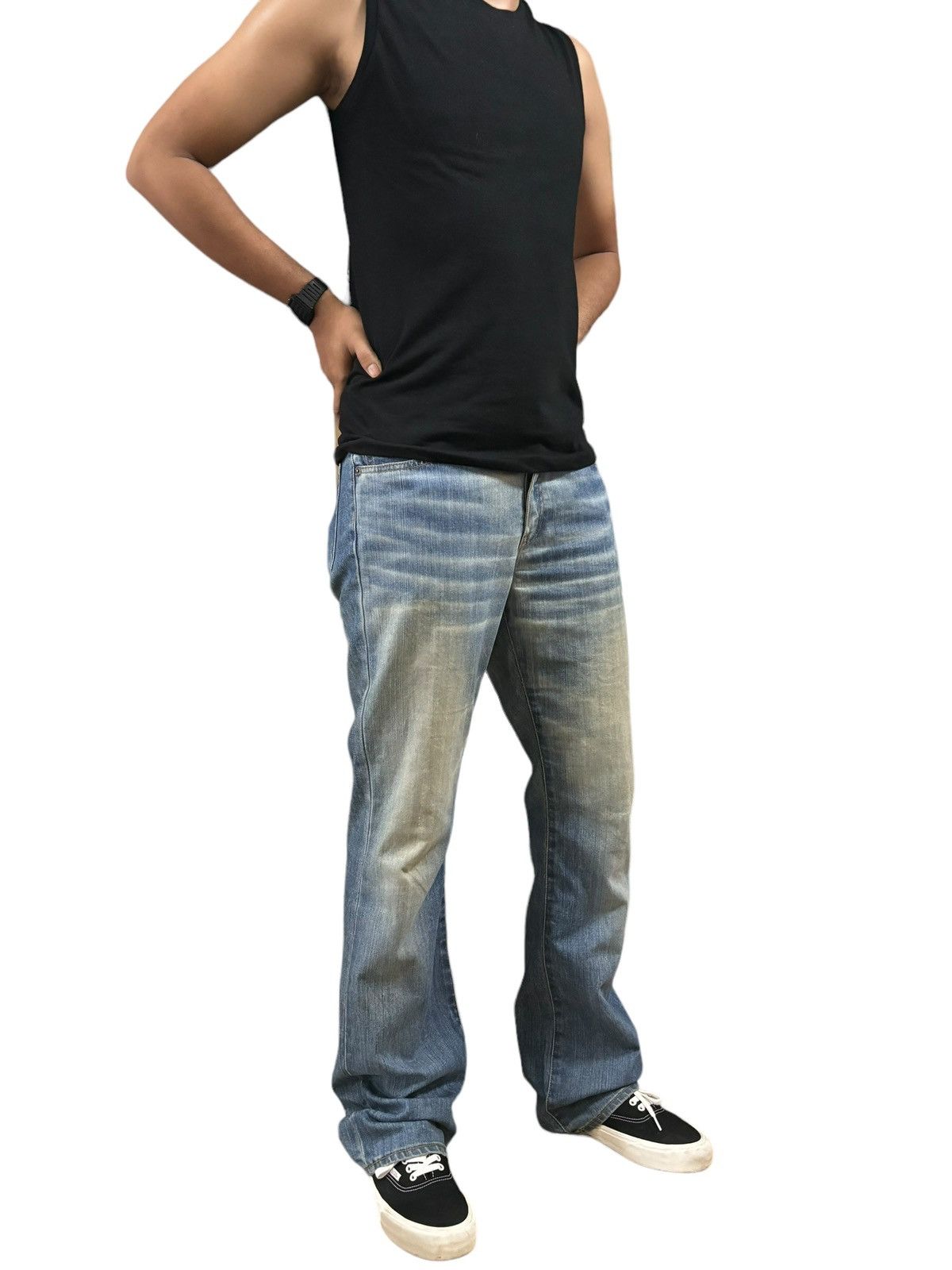 Jun Takahashi Vintage Y2K Japanese Brand Uniqlo Blue Wash Bootcut Jeans Size US 32 / EU 48 - 12 Thumbnail