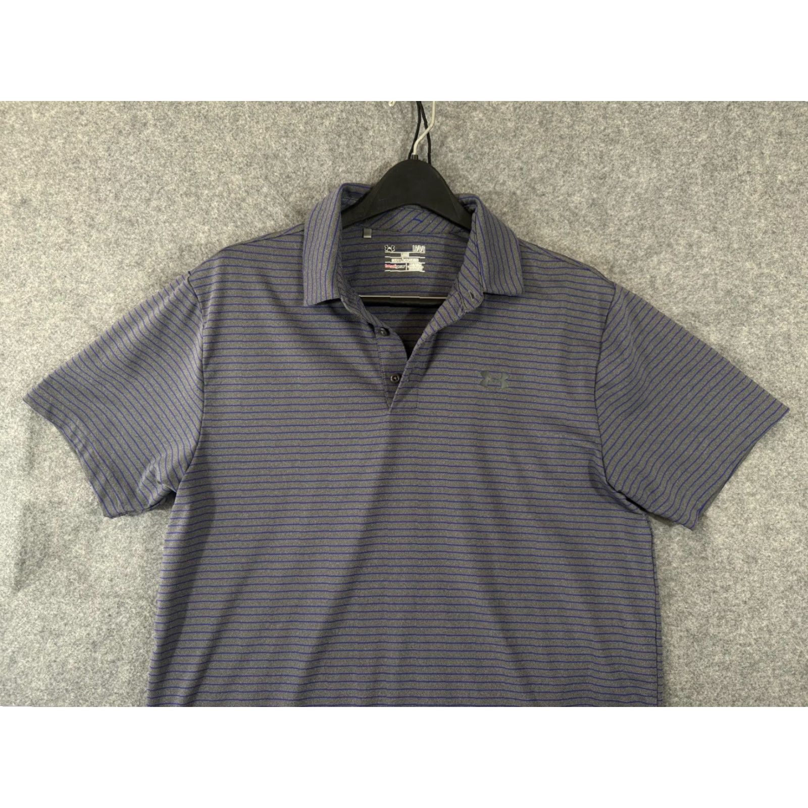 Under Armour Under Armour Polo Shirt Mens L Gray Striped Short Sleeve HeatGear Loose Fit Golf Activewear Mens Size US L / EU 52-54 / 3 - 2 Thumbnail