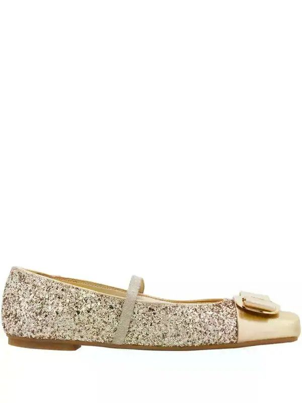 Salvatore Ferragamo o1s1rm0526 Vara-plate Ballerina Flats in Gold Size US 11 / IT 41 - 1 Thumbnail