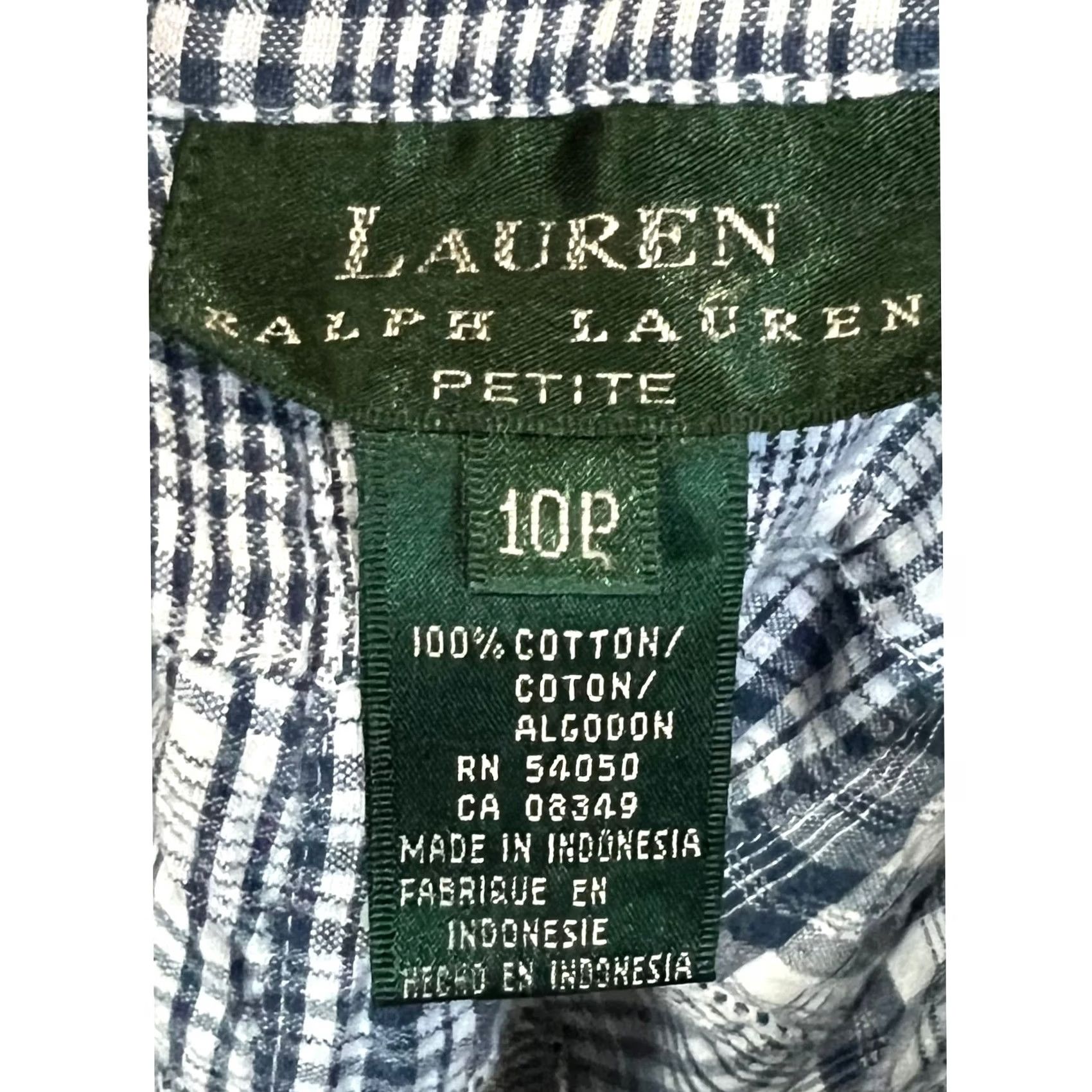 Ralph Lauren VINTAGE Lauren Ralph Lauren Plaid Patchwork Top Button Up Sleeveless Blue Sz 10P Petite Ladies Womens Polo Shirt Top Size L / US 10 / IT 46 - 7 Thumbnail