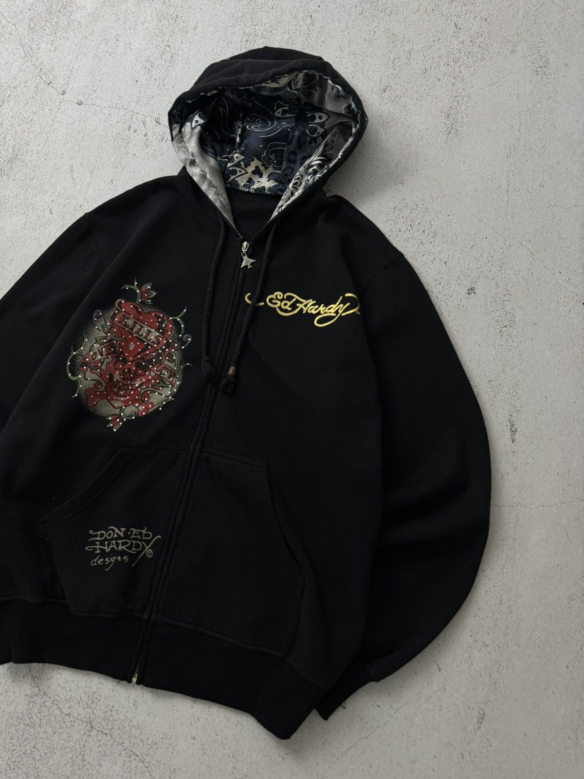 Christian Audigier × Ed Hardy × Vintage Ed Hardy Christian Audigier Y2K Vintage Zip Hoodie Size US M / EU 48-50 / 2 - 7 Thumbnail