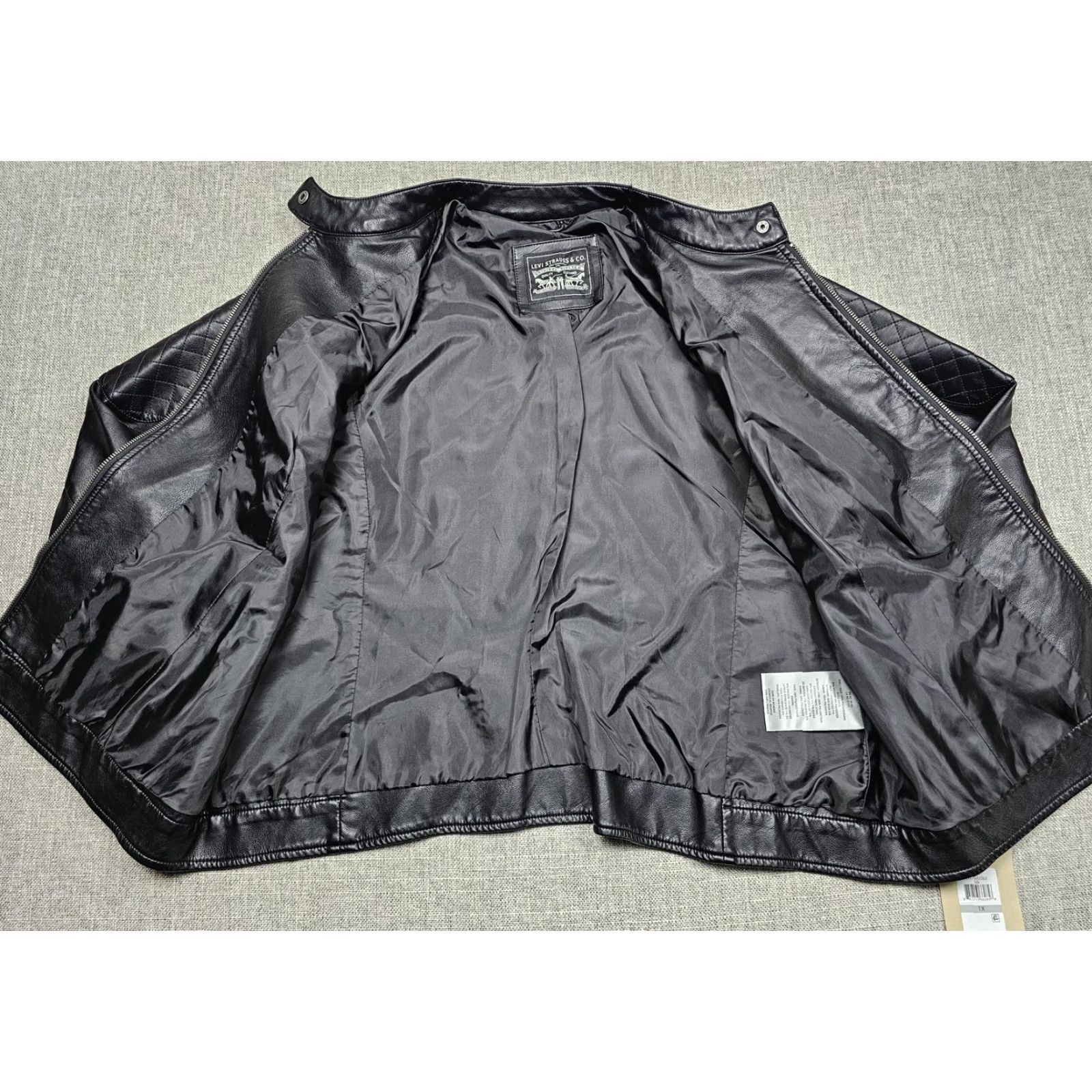 Levi's Levis Jacket Womens 1X Black Faux Leather Moto Quilted Zip Pockets LW7YU263 Size XL / US 12-14 / IT 48-50 - 6 Thumbnail