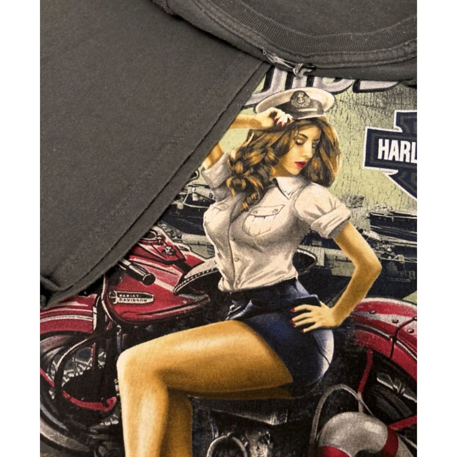 Harley Davidson VINTAGE Harley-Davidson T-Shirt Mens 3XL Gray Short Sleeve 90s Y2K Biker Grunge Hip Hop Motorcycle Punk Sailor Sexy Girl VTG Size US XXL / EU 58 / 5 - 3 Thumbnail