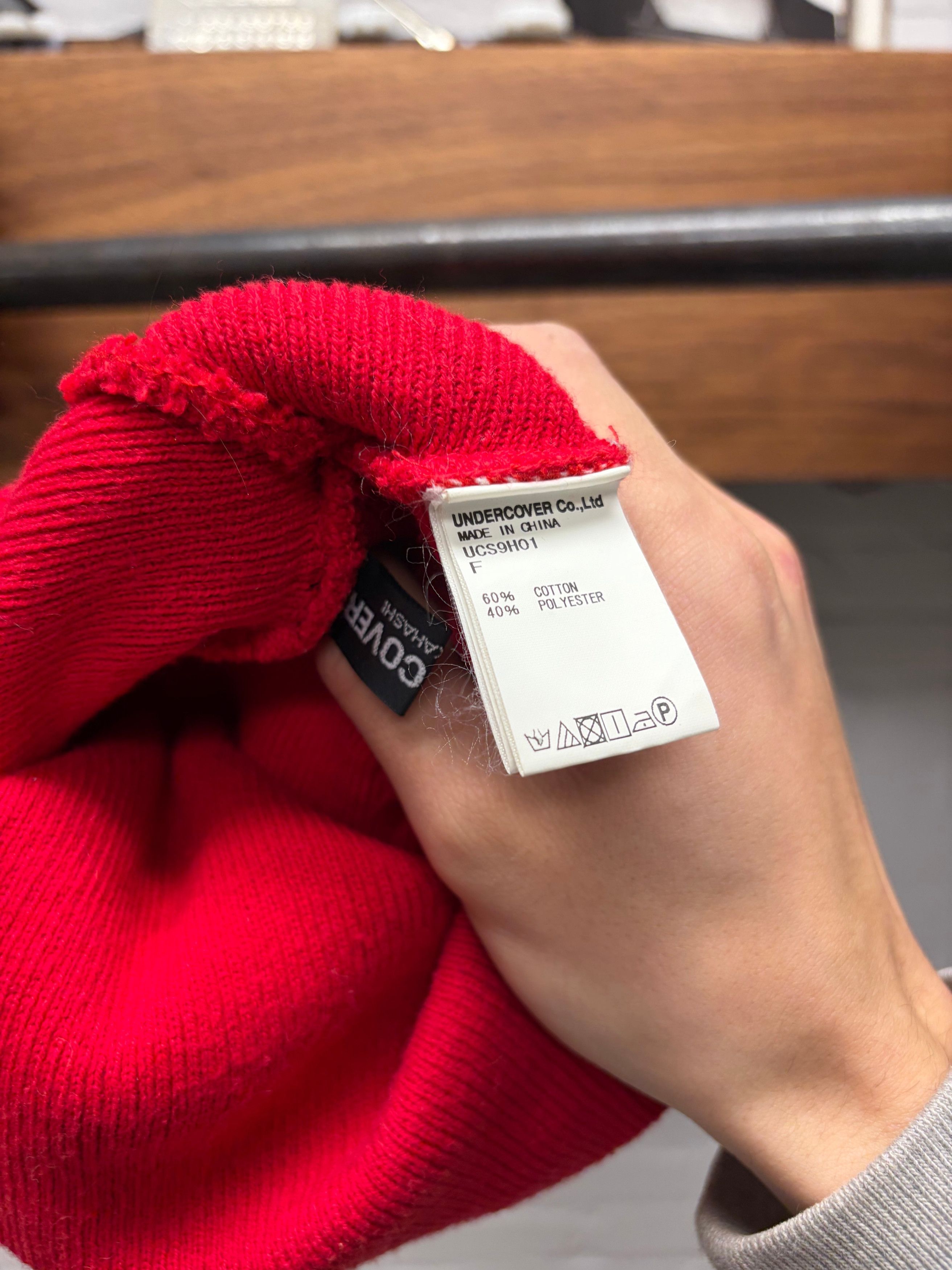 Undercover Undercover ‘U Logo’ Red Ribbed Beanie Size ONE SIZE - 4 Thumbnail