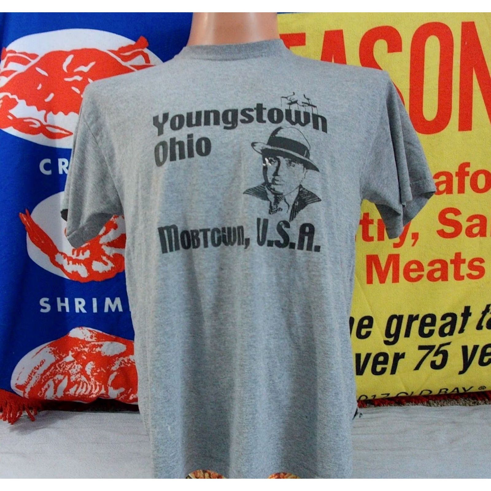Jerzees VTG MOBTOWN USA Youngstown Ohio T Shirt Mens Lrg Gray 2000s Graphic Print Jerzees Cotton Polyester Crew Neck Size US L / EU 52-54 / 3 - 2 Thumbnail