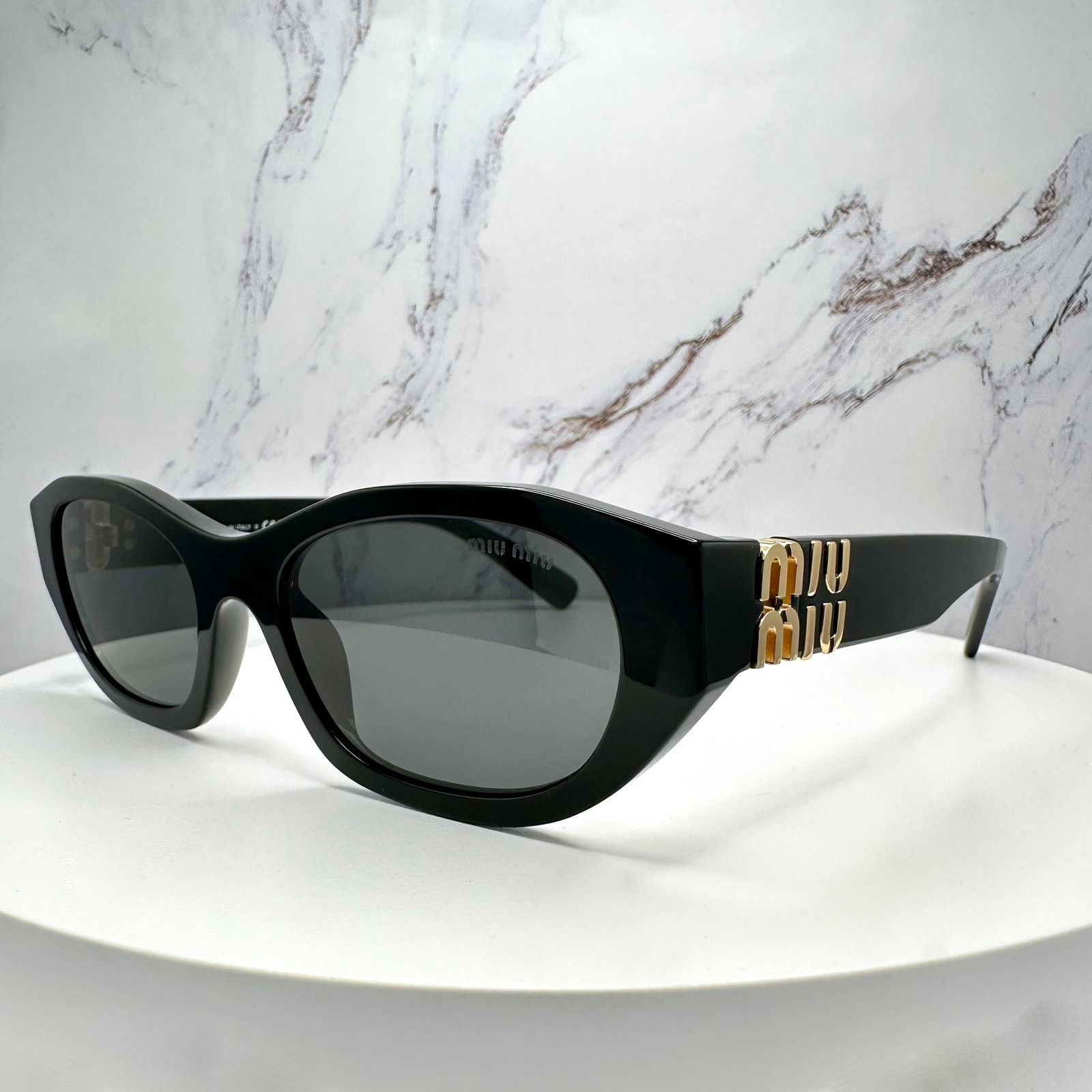 Miu Miu NEW MIU MIU Sunglasses Black Gold Rectangle Cat Eye Size ONE SIZE - 3 Thumbnail