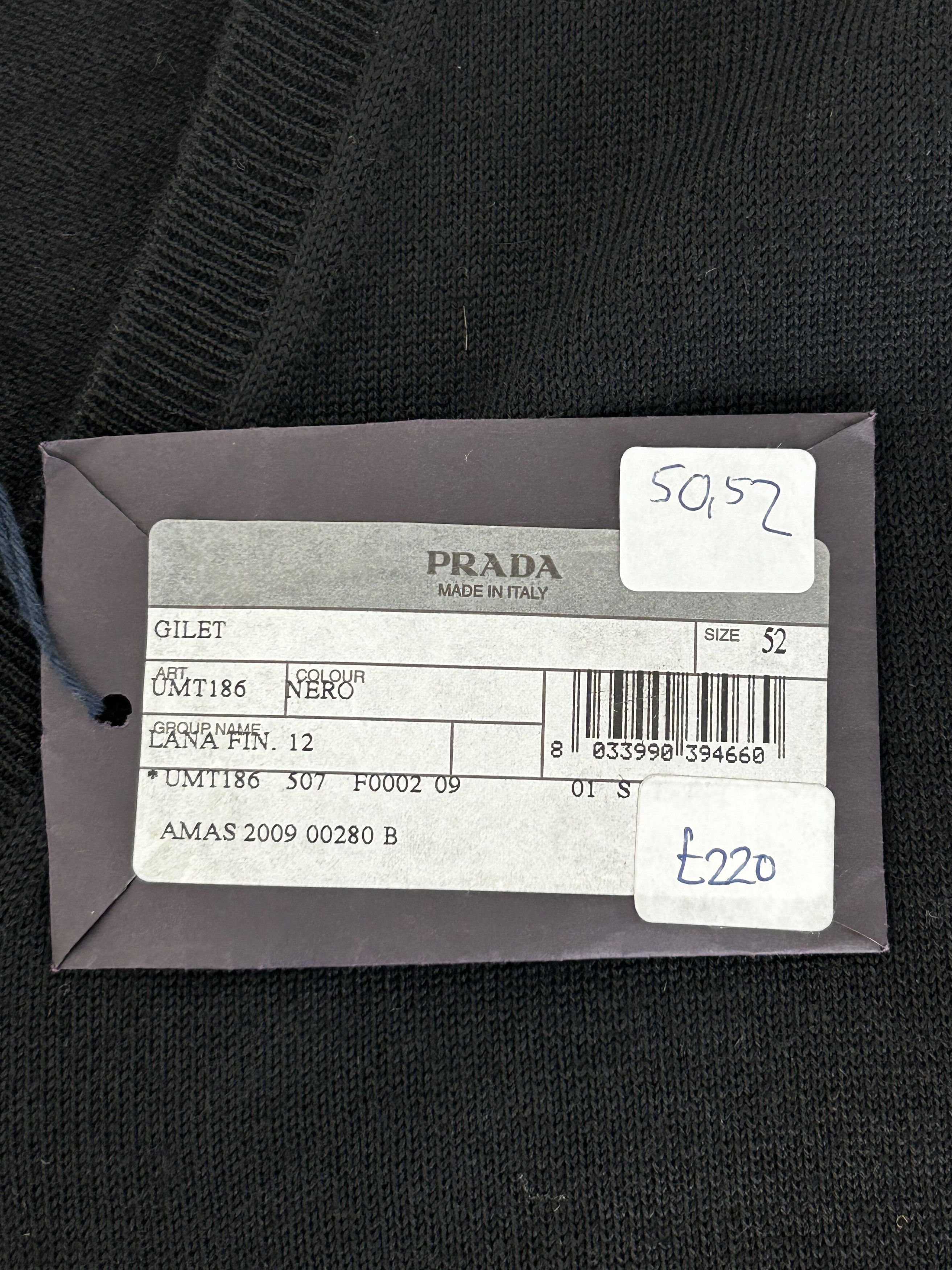 Prada Prada BlackVNeckSleeveless KnitwearStitchTabbedGrosGrainLogo Size US L / EU 52-54 / 3 - 4 Thumbnail