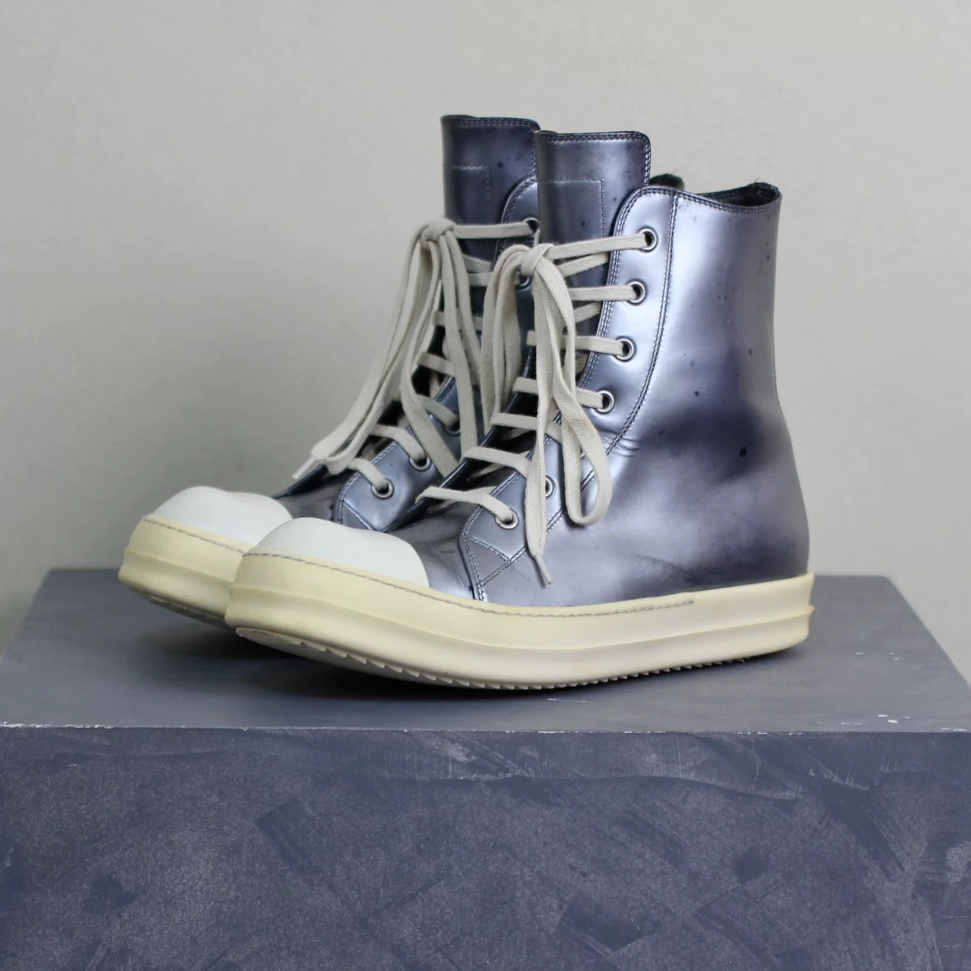 Rick Owens rare rick owens high-top silver sneakers Size US 7.5 / EU 40-41 - 1 Thumbnail