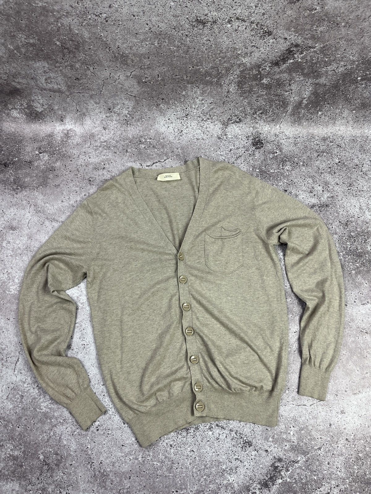Grifoni Mauro Grifoni Cardigan Size 50 Beige ItalianDesigner Sweater Size US M / EU 48-50 / 2 - 6 Thumbnail