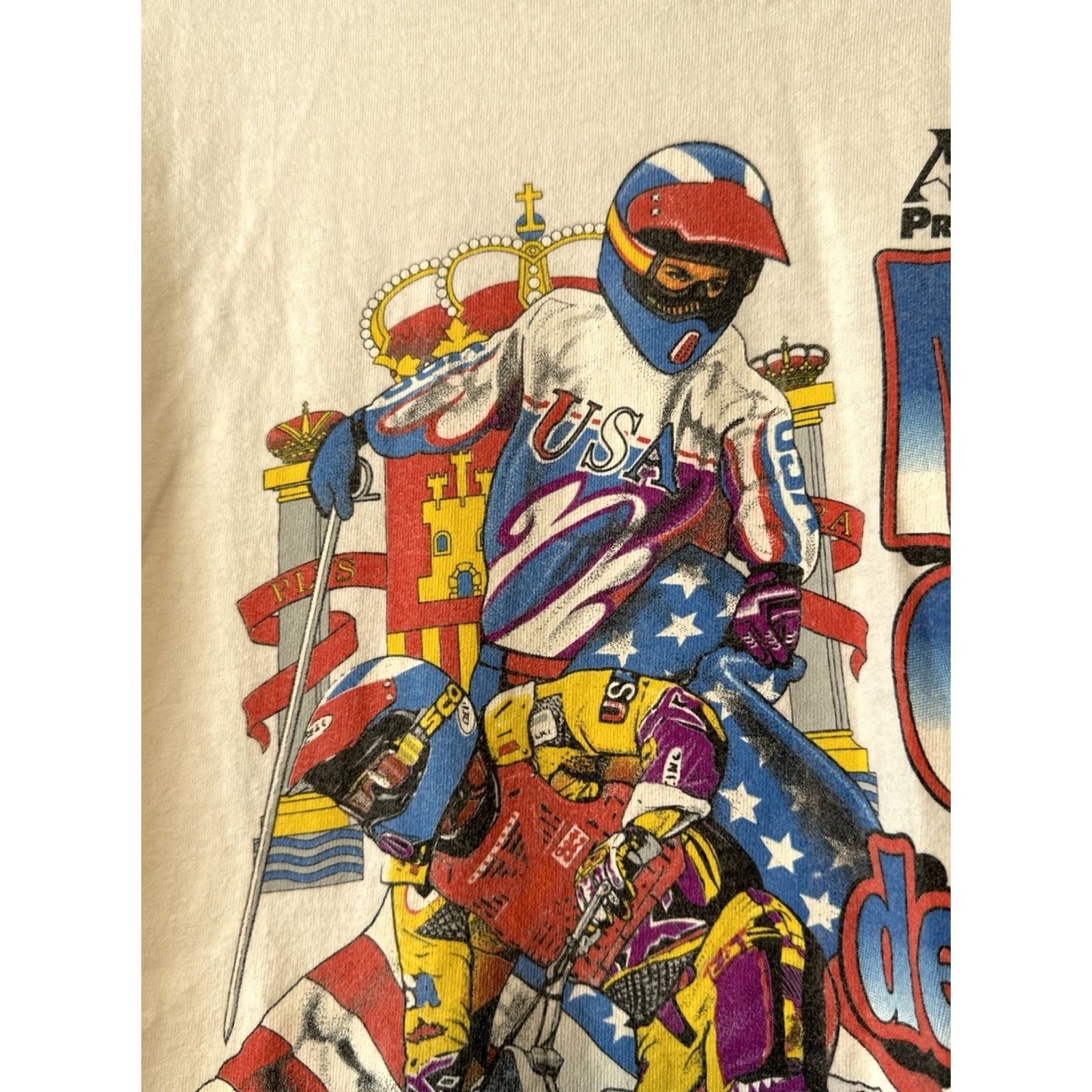 Hanes VINTAGE Motocross des Nations Jerez Spain T-Shirt Team USA Emig McGrath L Hanes Beefy-T White Mens L Size US L / EU 52-54 / 3 - 3 Thumbnail