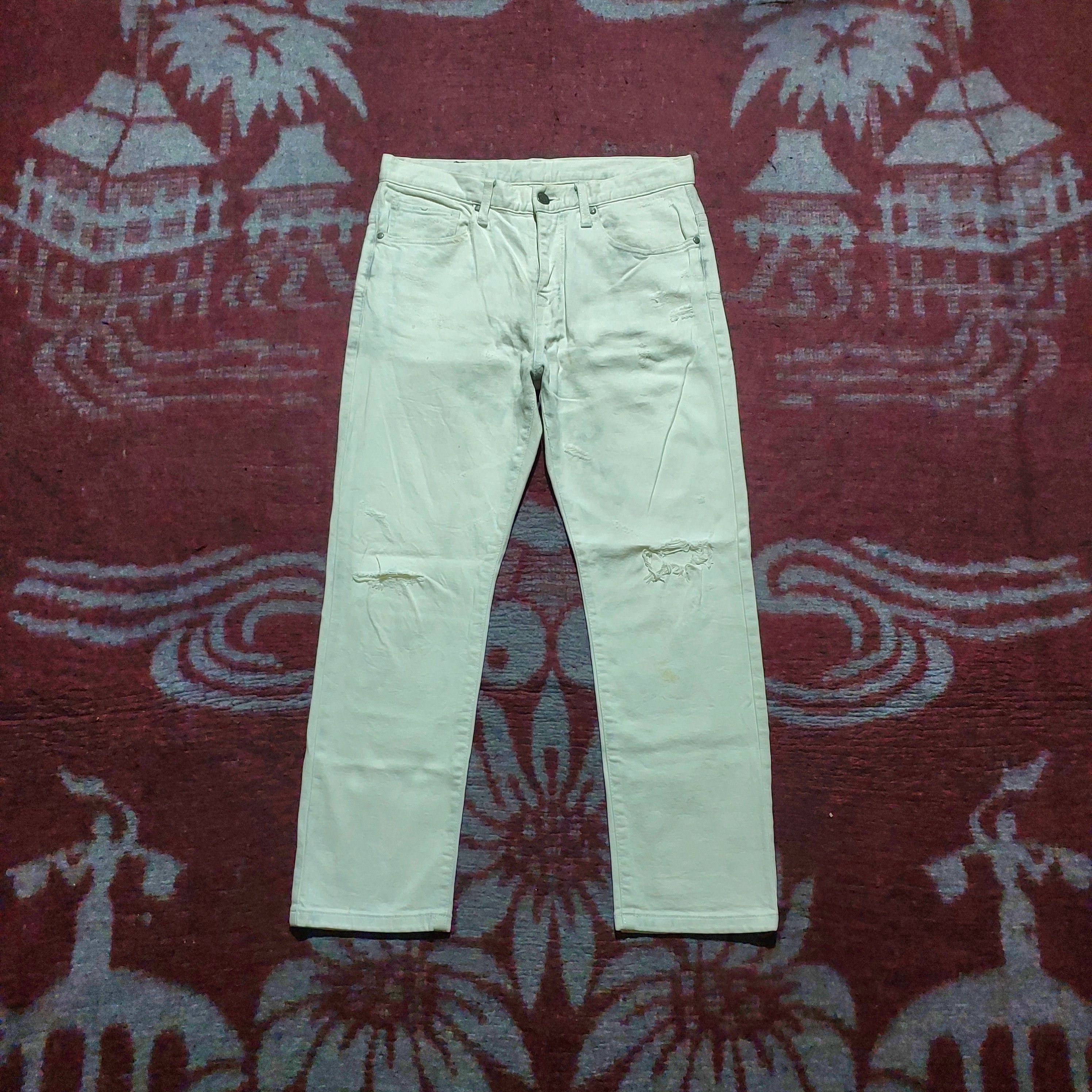 Tornado Mart Tornado Mart Japan distressed white denim pants Size US 30 / EU 46 - 1 Thumbnail