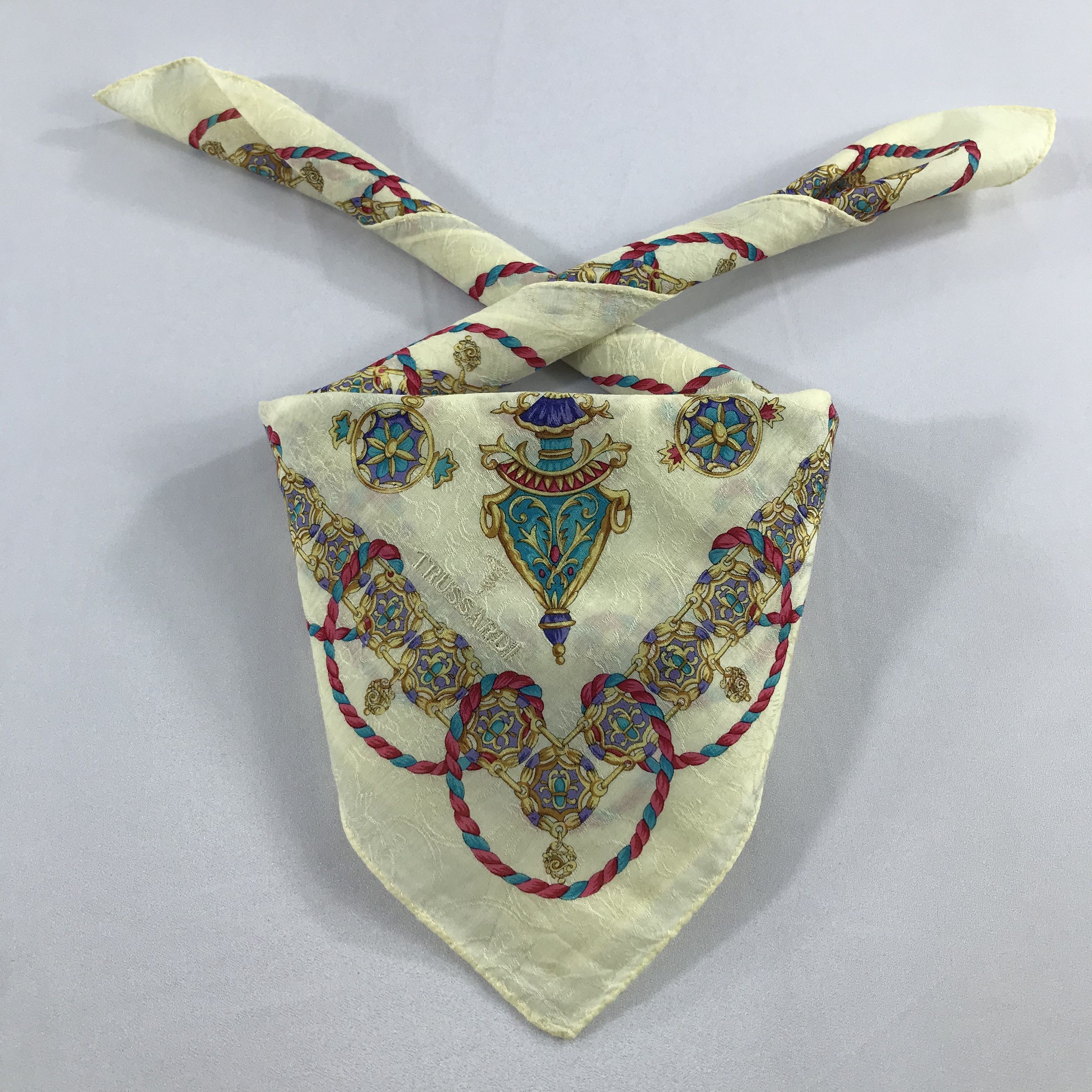 Trussardi × Vintage Trussardi Bandana / Handkerchief / Neckerchief - S2308 Size ONE SIZE - 3 Thumbnail