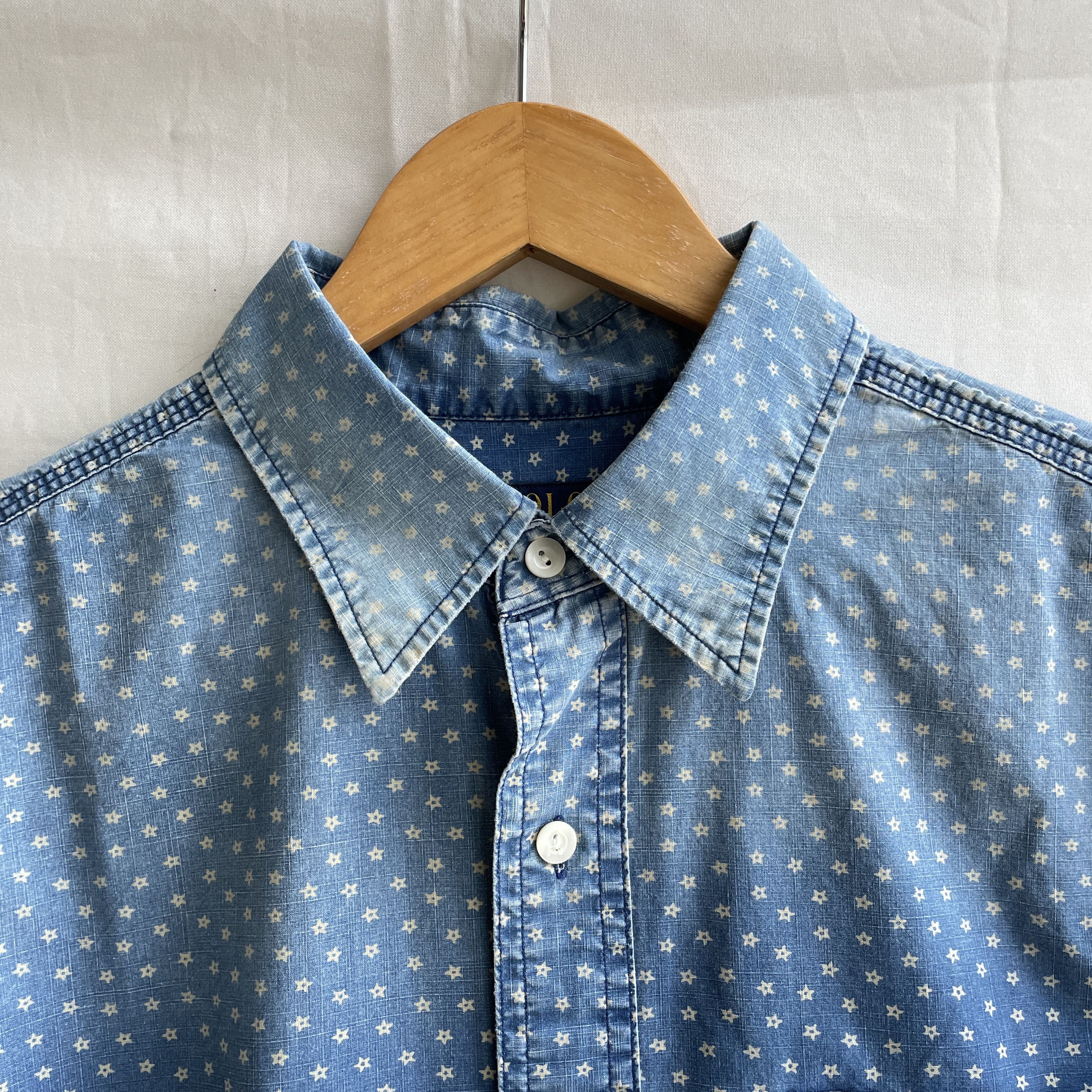 Polo Ralph Lauren Polo Ralph Lauren Indigo Sun Faded Star Pattern Shirt Size L Size US L / EU 52-54 / 3 - 4 Thumbnail