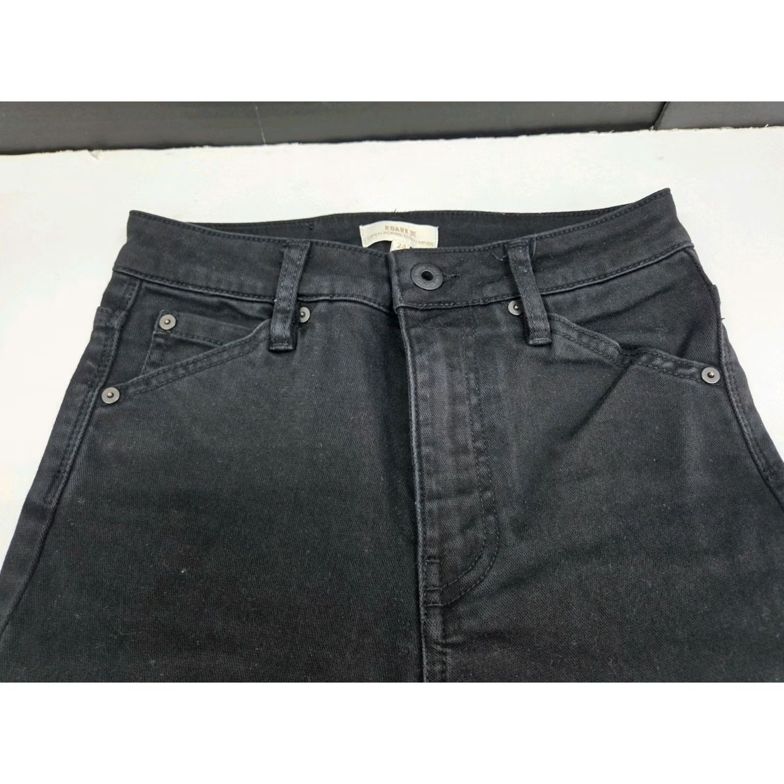 Roark Roark Womens Black Hi-Rise Straight Leg Dark Wash Stretch Denim Jeans 24 #8167 Size 42" / US 20 - 3 Thumbnail