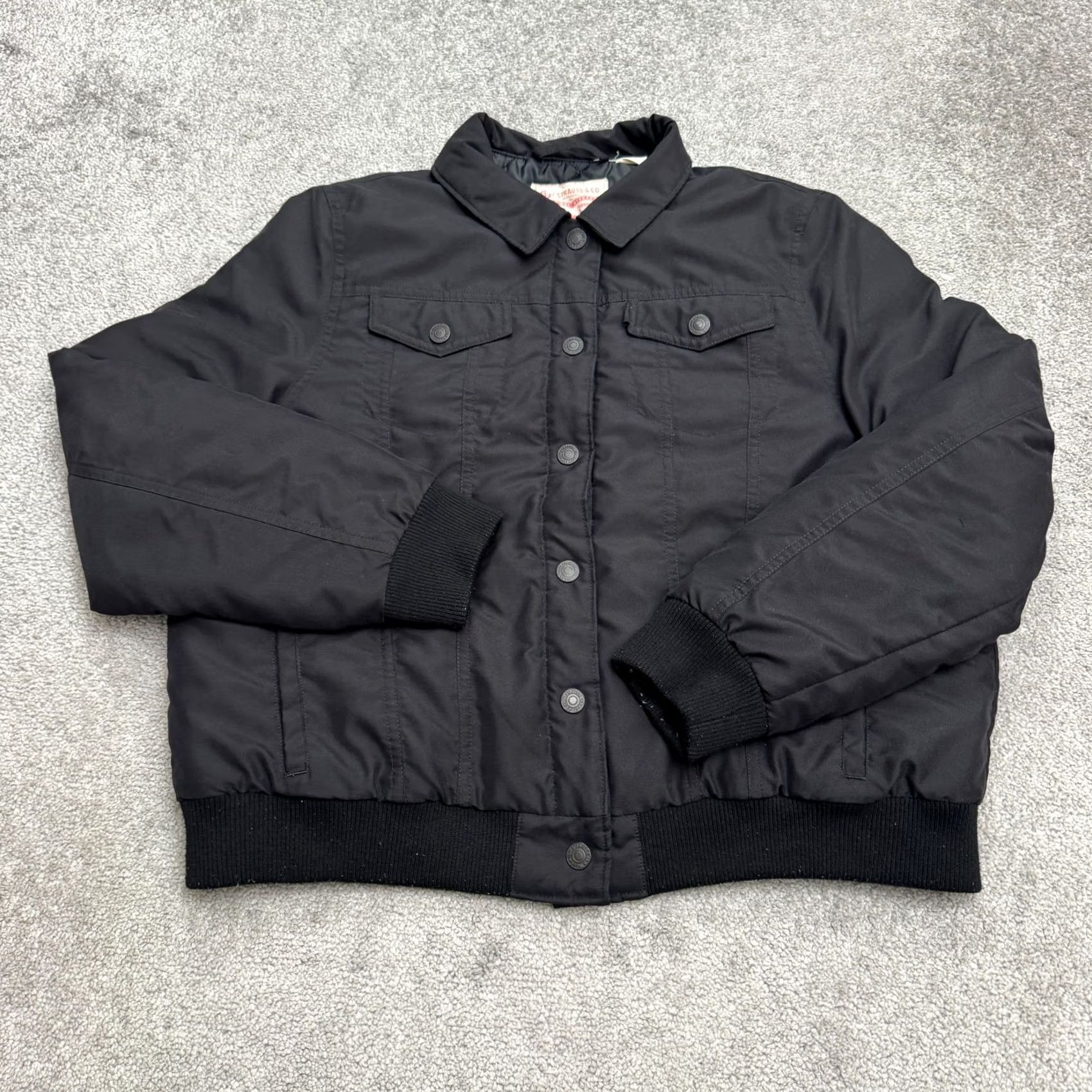 Levi's Levi's Thermore Insulated Quilted Jacket Womens XL Black Padded Snap Button Up Size XL / US 12-14 / IT 48-50 - 2 Thumbnail