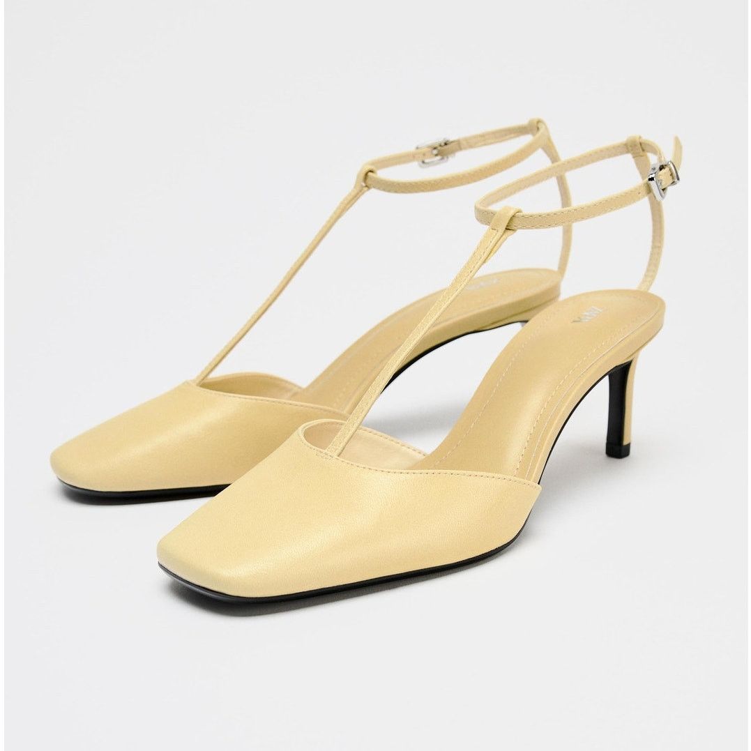 Zara ZARA Yellow Leather Heels NWT Size US 7.5 / IT 37.5 - 18 Thumbnail