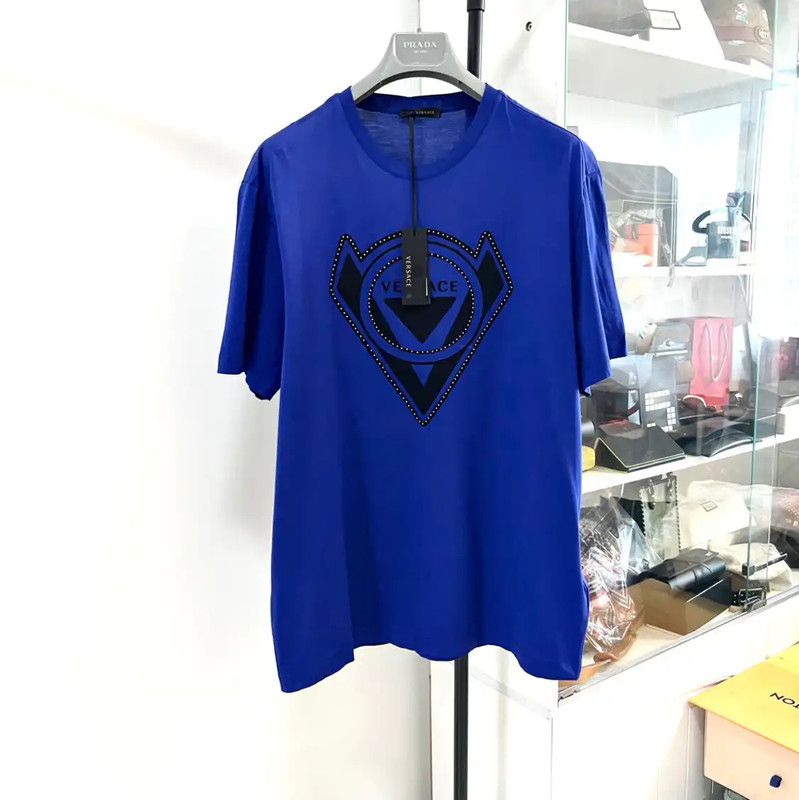 Versace Summer Blue Cotton Men’s T-Shirt 0089
