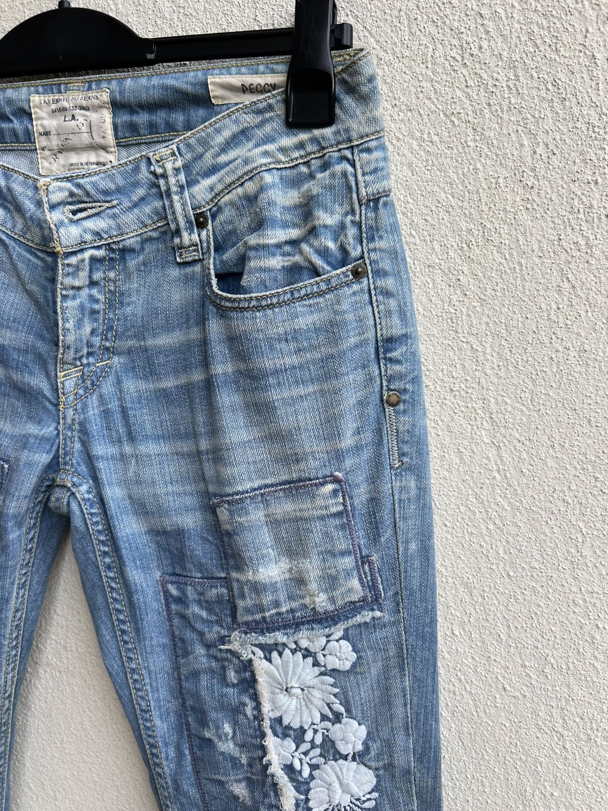 Jimmy Taverniti Vintage 00s Taverniti Embroidery Denim Peggy Flare Jeans Size US 29 - 11 Thumbnail