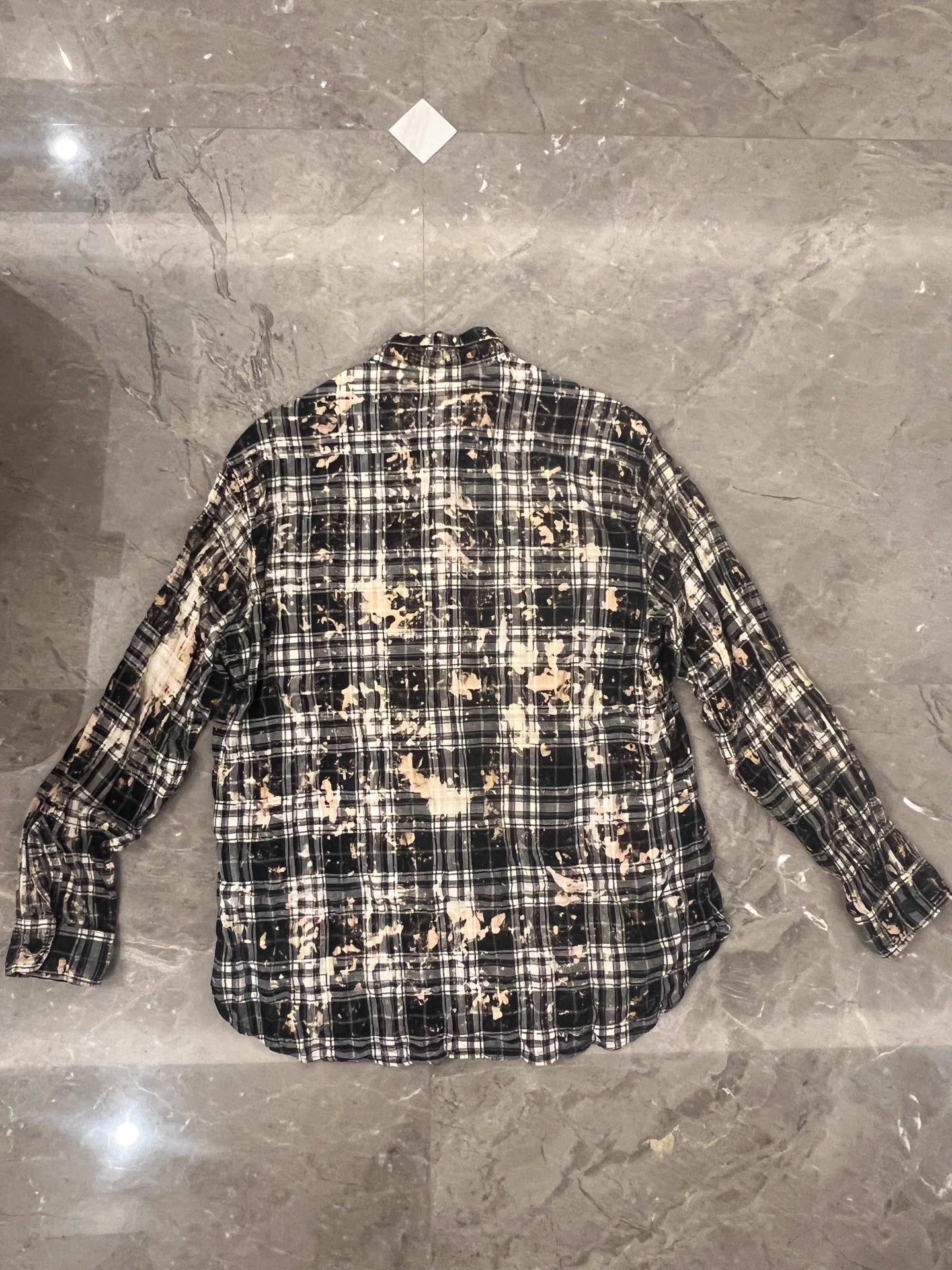 Saint Laurent Paris SLP Flame Rendered Yellow Gingham Splatter Shirt Size US S / EU 44-46 / 1 - 2 Thumbnail