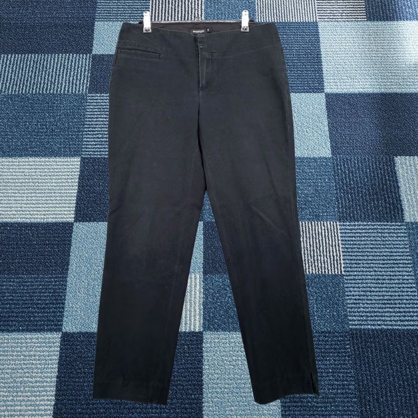Vintage Womyn Pants Chino Straight Black Size 6 Mid-Rise Flat Front Side Slit Womens Size 28" / US 6 / IT 42 - 1 Thumbnail