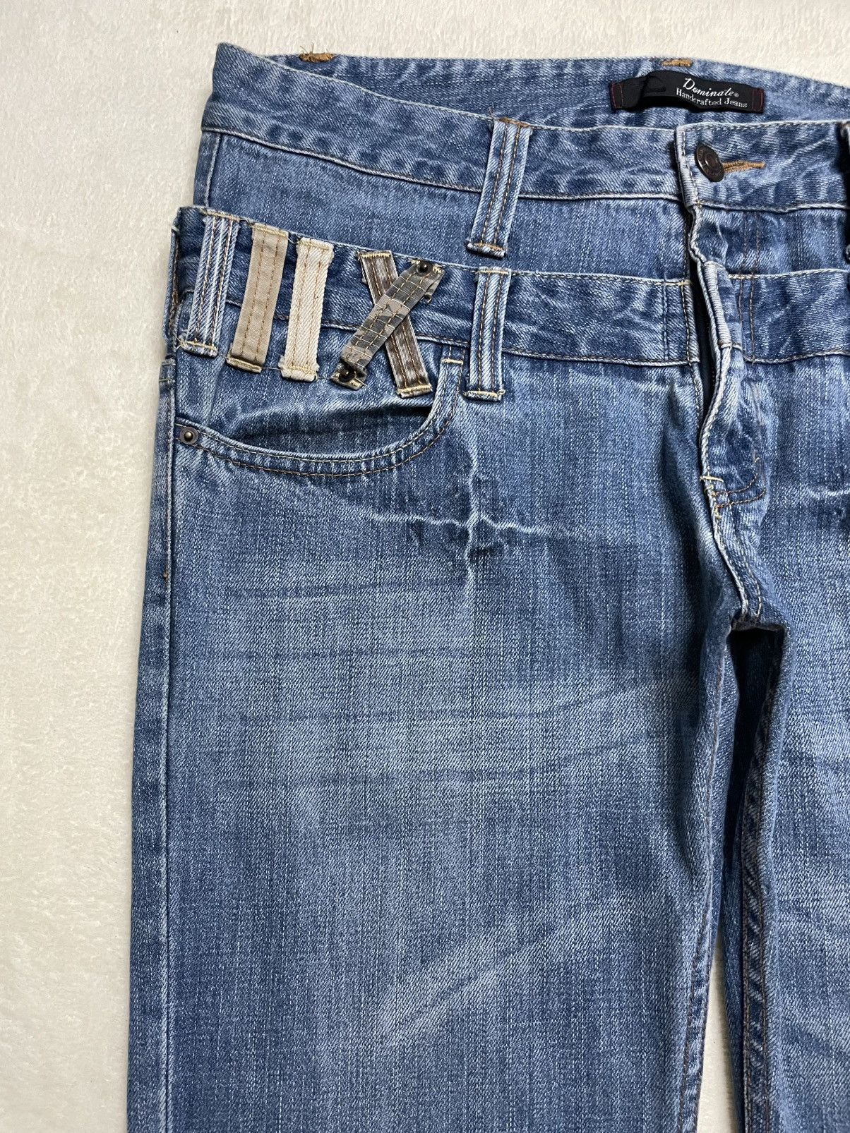 Japanese Brand Vintage Dominate Double Waist Mudwash Denim Jaens Size US 35 - 5 Thumbnail