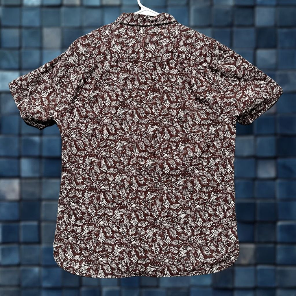 Vintage Wellen Shirt Mens Medium Burgundy Rojo Palm Crinkle Cotton Easy Short Sleeve EUC Size US M / EU 48-50 / 2 - 1 Thumbnail