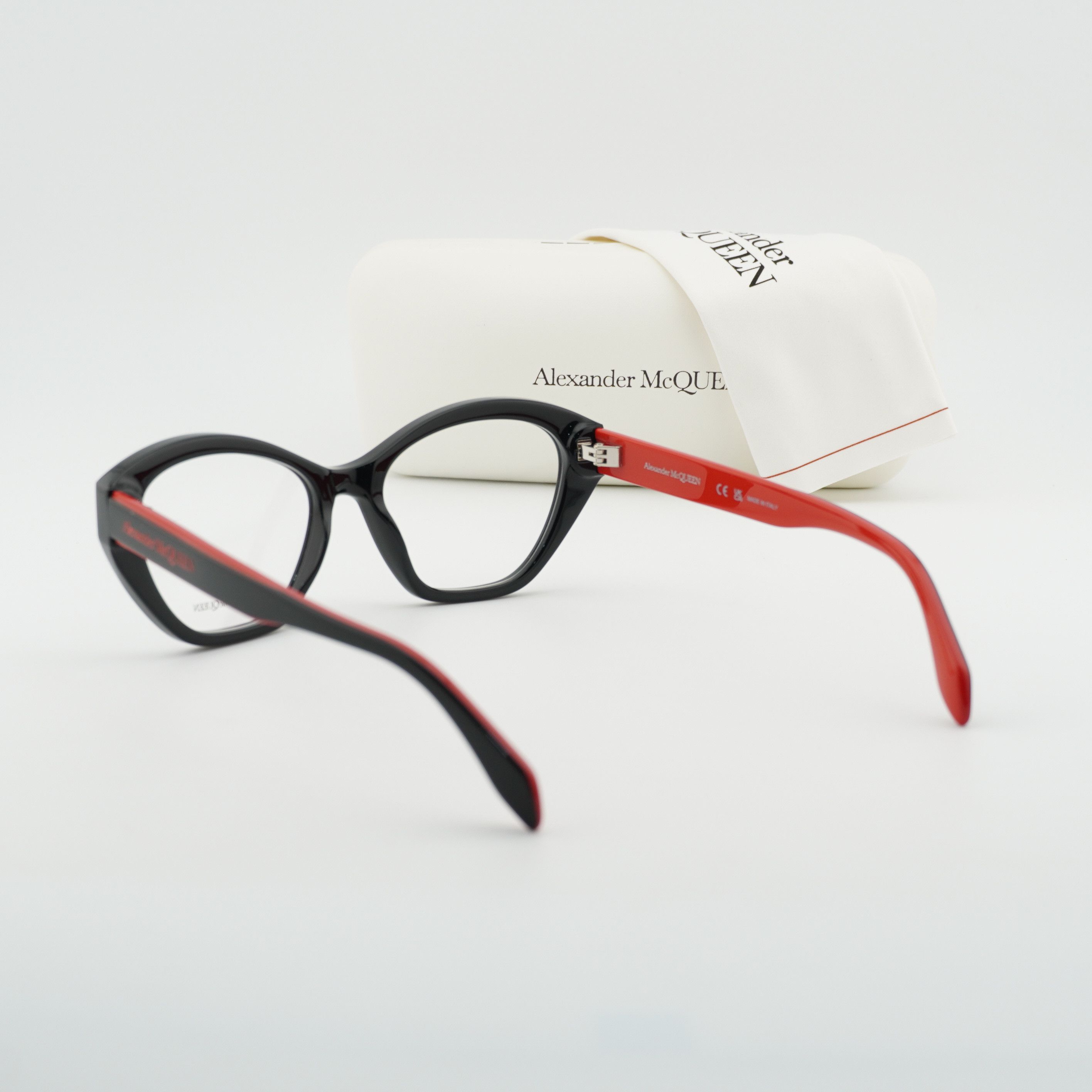 Alexander McQueen Alexander McQueen AM0360O 003 Eyeglasses Black/Red 52mm Size ONE SIZE - 11 Thumbnail