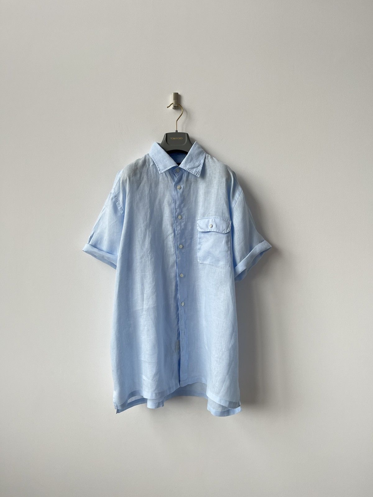 Ermenegildo Zegna ZEGNA Sport Baby Blue Color Linen Shirt Spain Luxury Size US XL / EU 56 / 4 - 4 Thumbnail