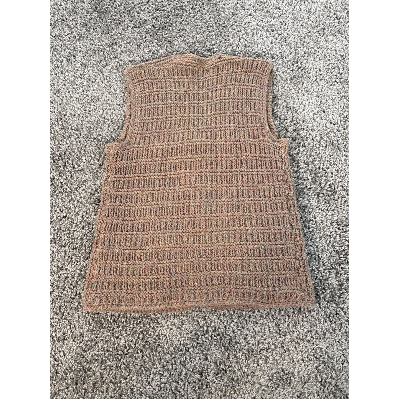 Vintage VINTAGE Cardigan Vest Women Large Brown Crochet Chunky Pocket 90s Wool V-Neck Sleeveless L Handmade Mens? Women? Size L / US 10 / IT 46 - 4 Thumbnail