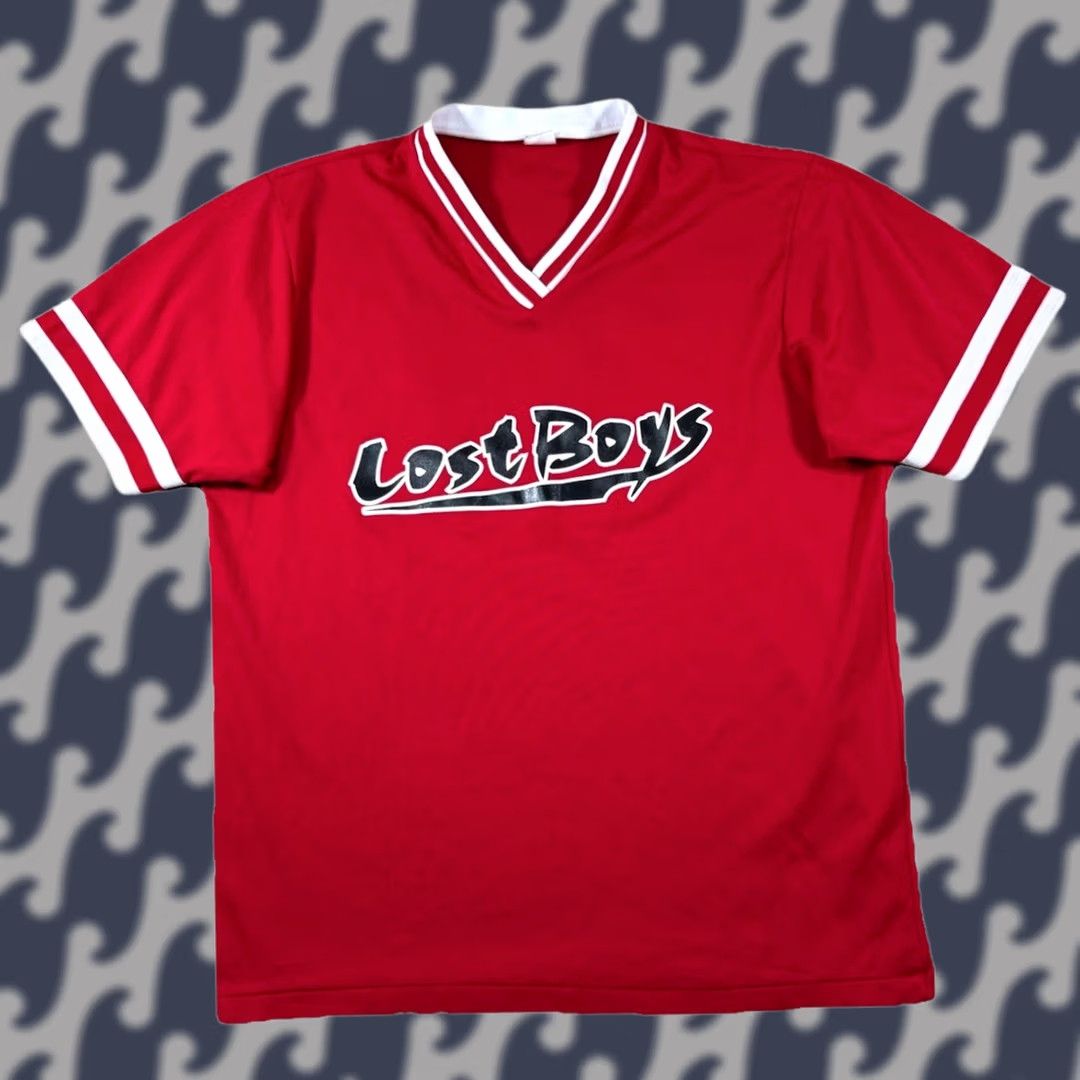 Vintage VINTAGE Lost Boys Band Red Jersey Pullover Shirt M/L Unisex Adults Short Sleeve V-Neck 90s Rock Hip Hop Retro USA #33 Size US M / EU 48-50 / 2 - 1 Thumbnail