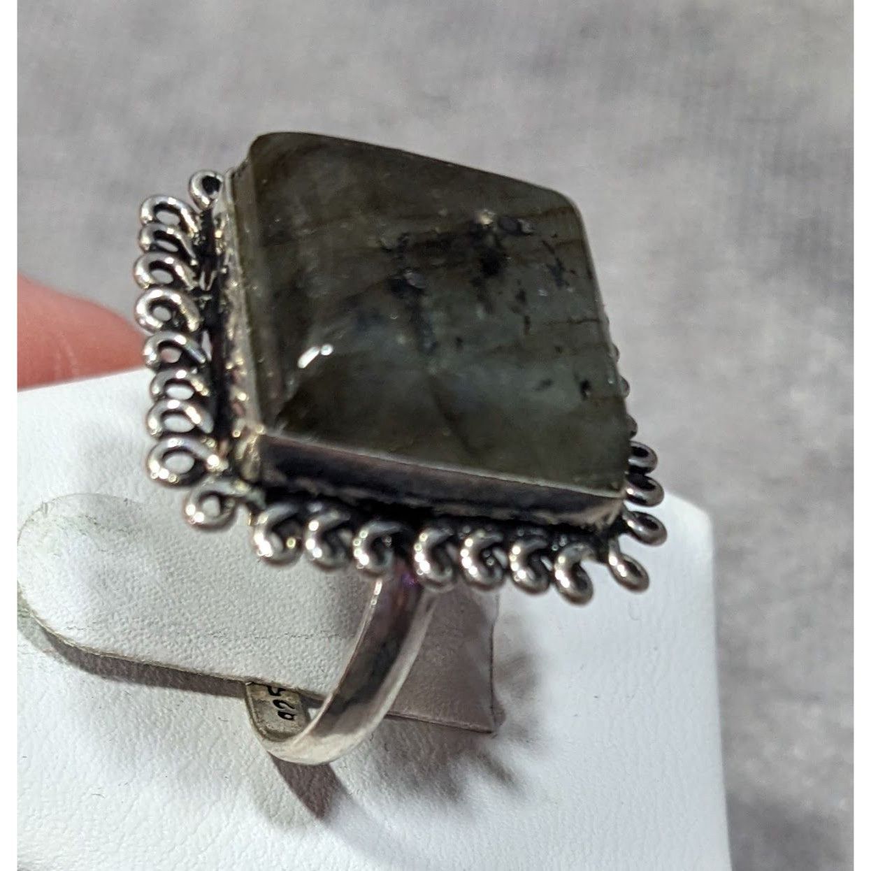 Other Whimsical Labradorite Square Cut Sterling Silver Ring Size 1 Size ONE SIZE - 6 Thumbnail