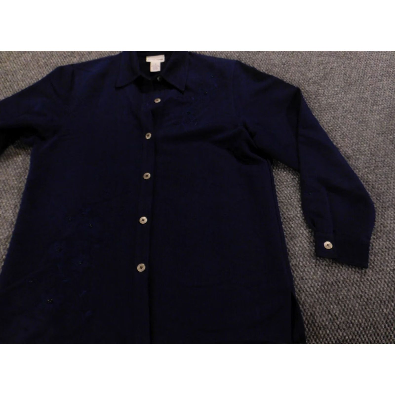 Vintage Alfred Dunner Blouse Women 10 Blue Button Down Long Sleeve Casual Crew Neck Pullover Size L / US 10 / IT 46 - 3 Thumbnail