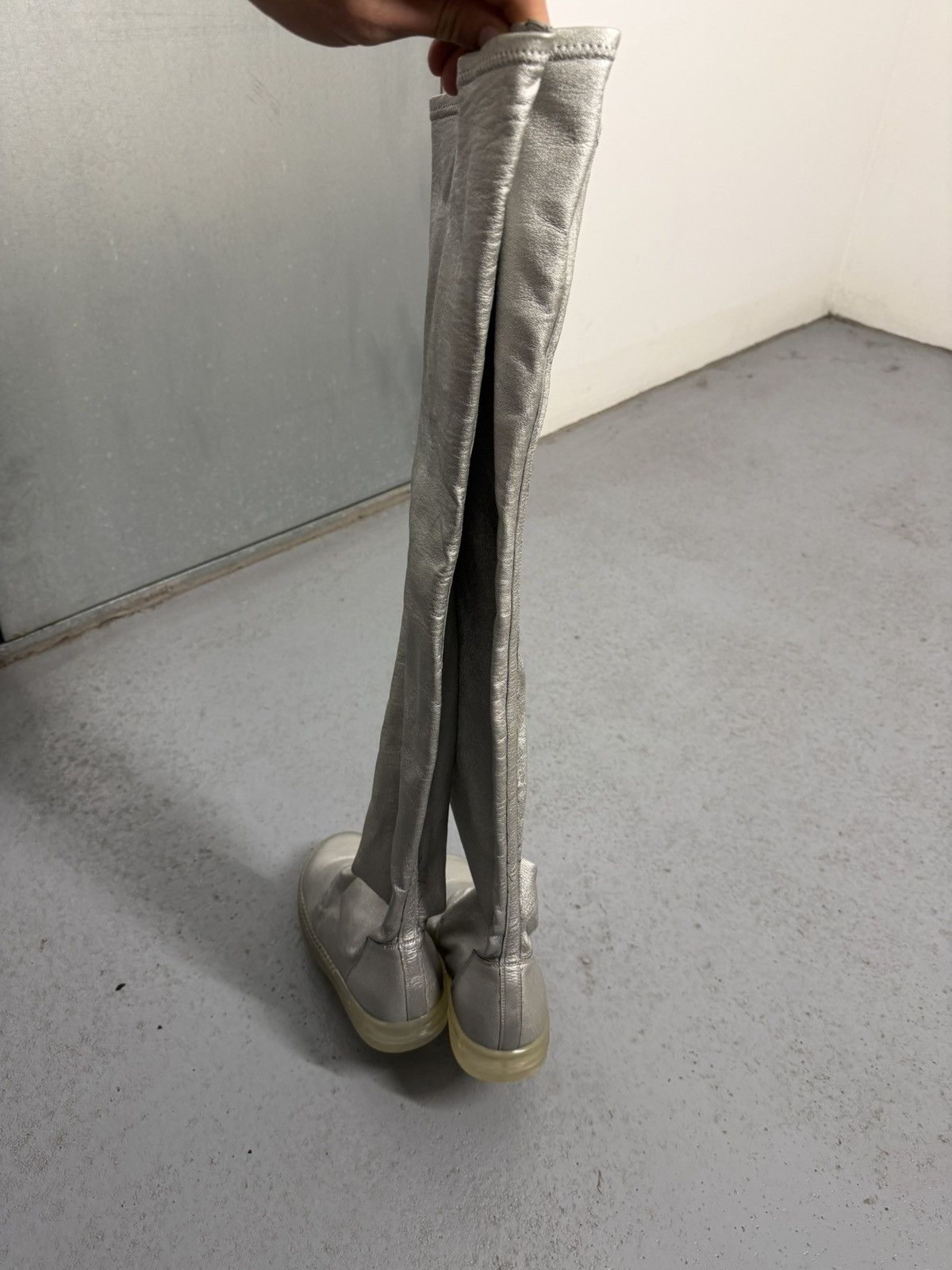 Rick Owens Rick Owens Silver Overknee Socks Sneakers Size US 7 / IT 37 - 7 Thumbnail