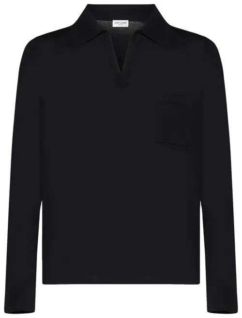 Saint Laurent Paris o1bcso1str0625 Polo Shirt Cassandre In Wool in Black Size US S / EU 44-46 / 1 - 1 Preview