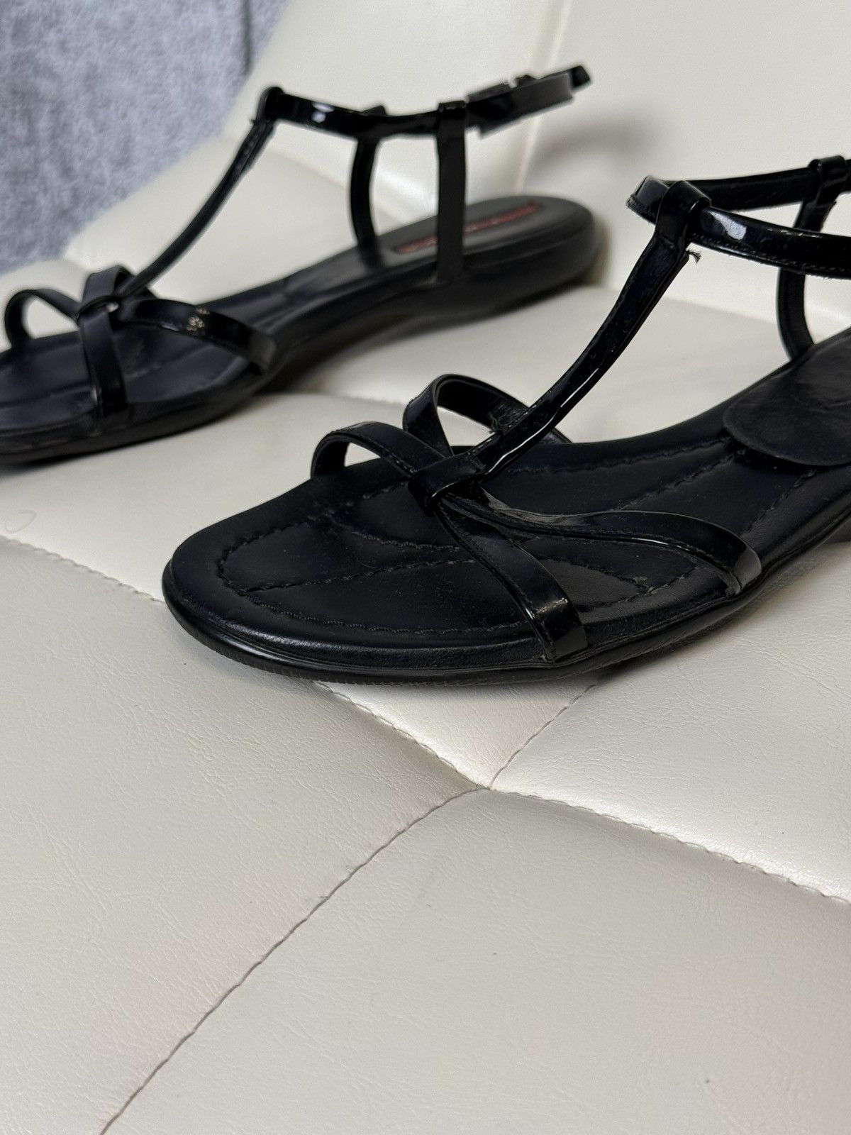 Prada Prada Linea Rossa Sandals Patent Leather T Strap Flat Shoes Size US 6 / IT 36 - 3 Thumbnail