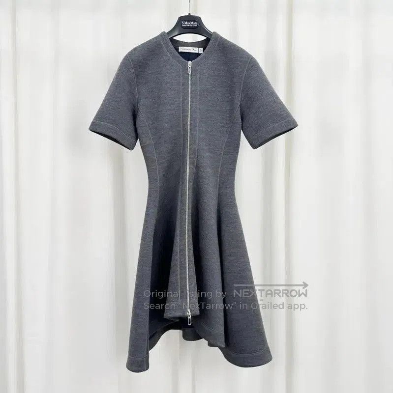 Dior Gray Wool Blend Logo Dress .