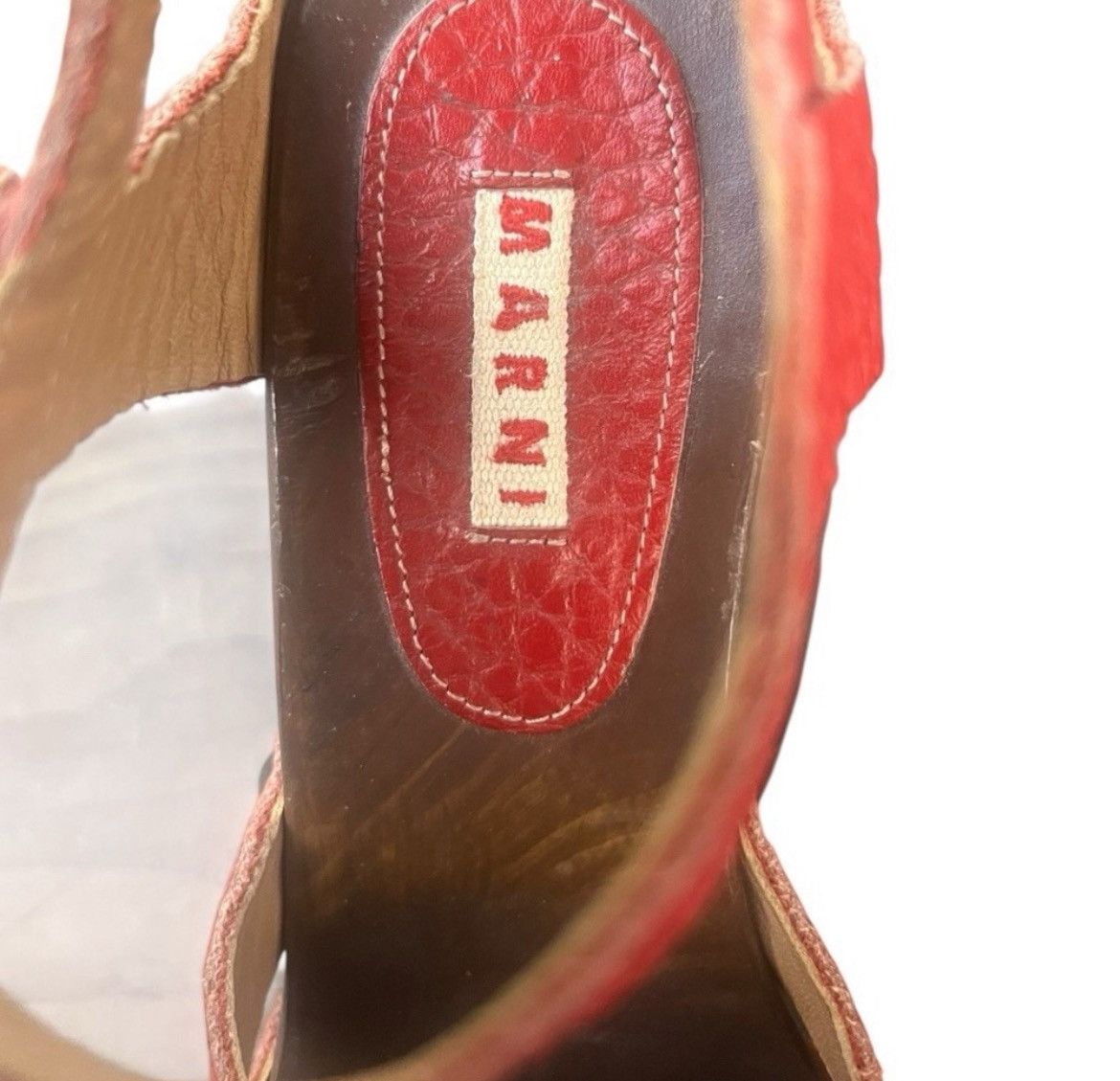 Marni Marni Studded Platform Sandals – Red Leather & Burlap Size 7 Size US 7 / IT 37 - 6 Thumbnail