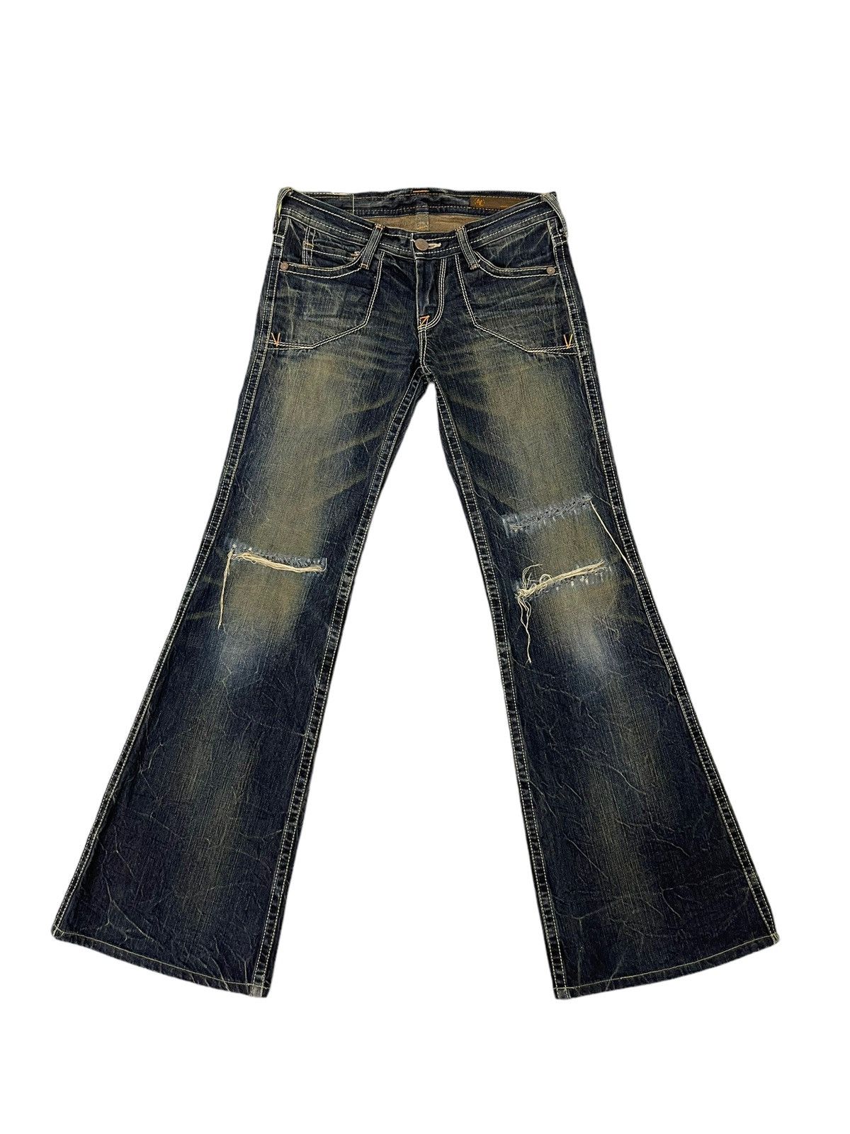 Japanese Brand Flare Jeans Brappers Japan Distres Low Rise Bell Bottom 7🟦1 Size US 28 / EU 44 - 2 Thumbnail