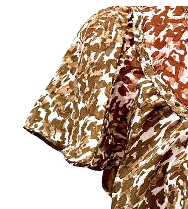Apt. 9 Apt. 9 Boho Flutter Sleeve Blouse Medium Brown Abstract Top Size M / US 6-8 / IT 42-44 - 5 Thumbnail