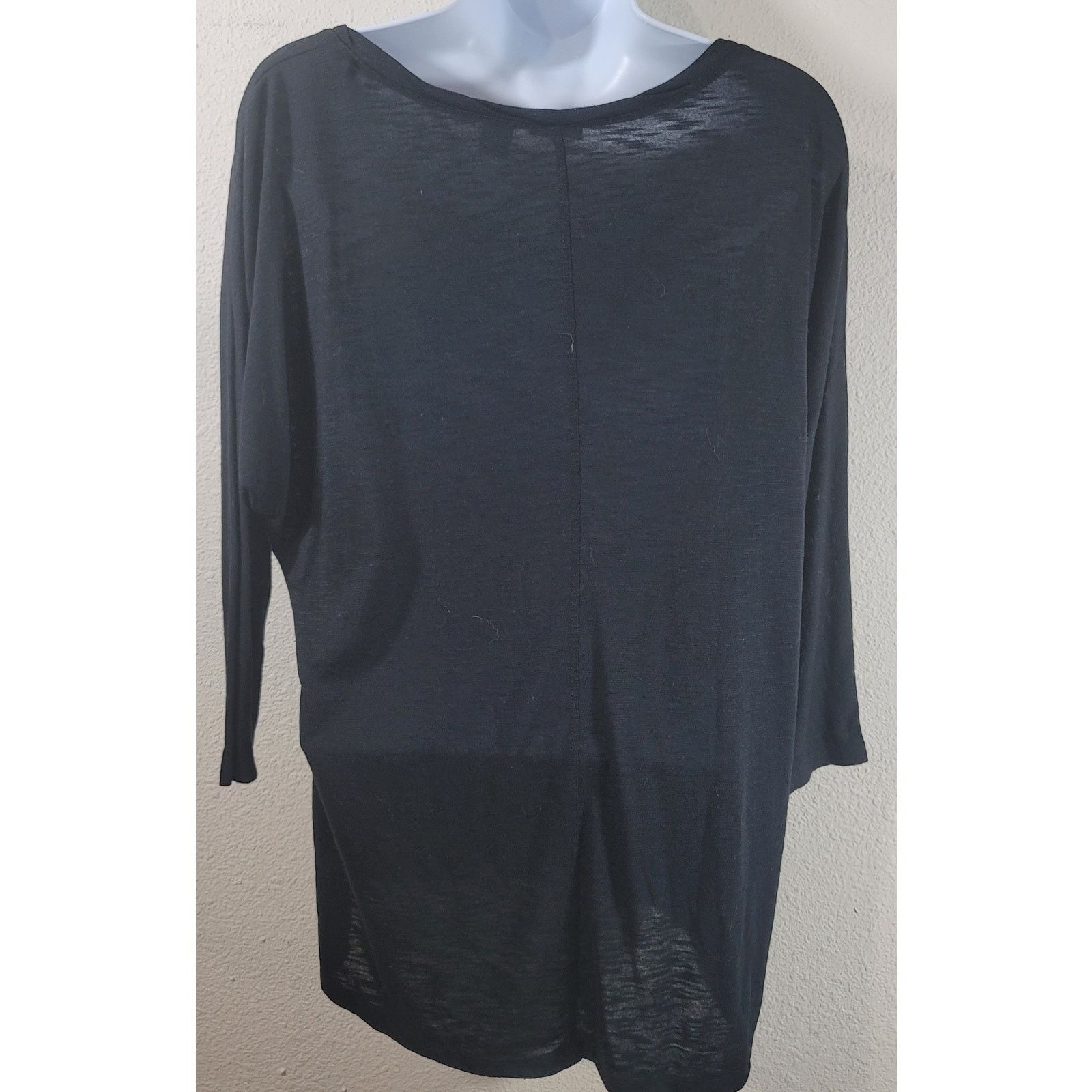 Other Cato Black Slub Knit Round Folded Collar Top Large Size L / US 10 / IT 46 - 3 Thumbnail